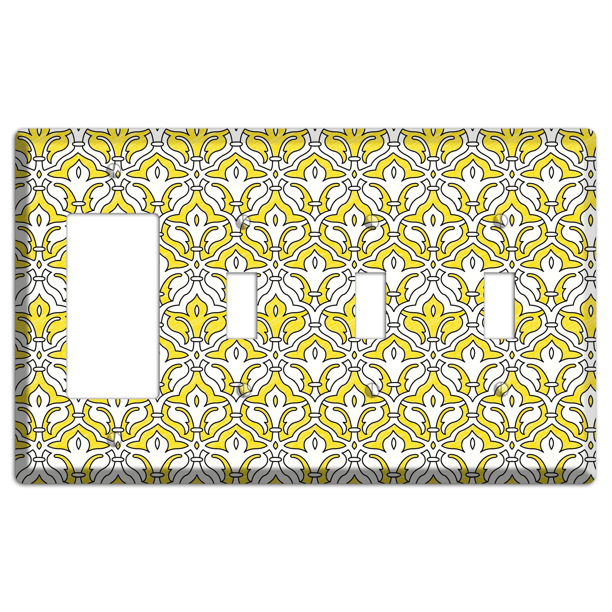 Yellow Scallop Tapestry Rocker / 3 Toggle Wallplate