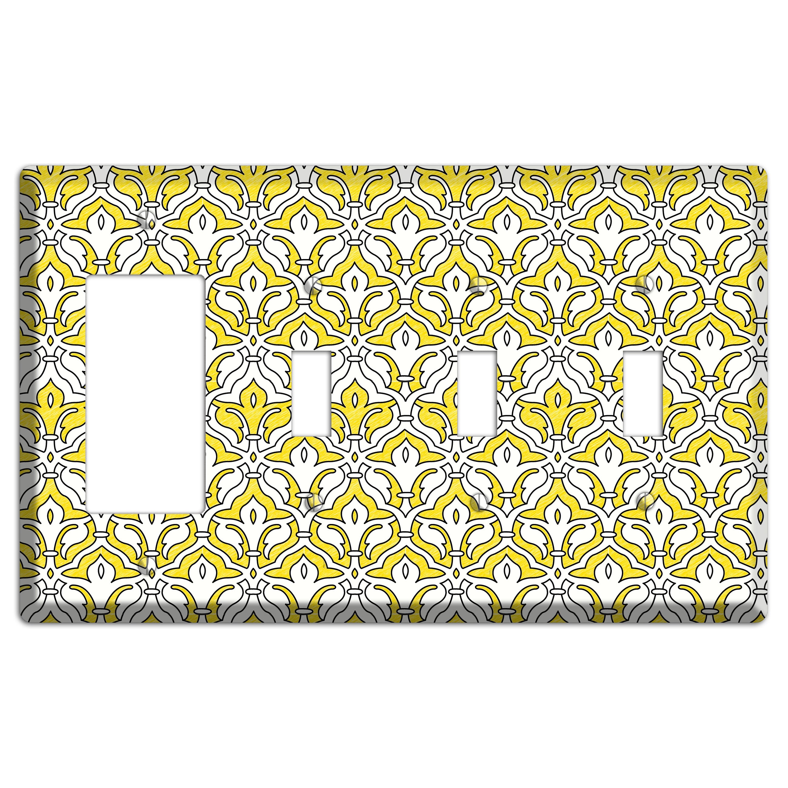 Yellow Scallop Tapestry Rocker / 3 Toggle Wallplate