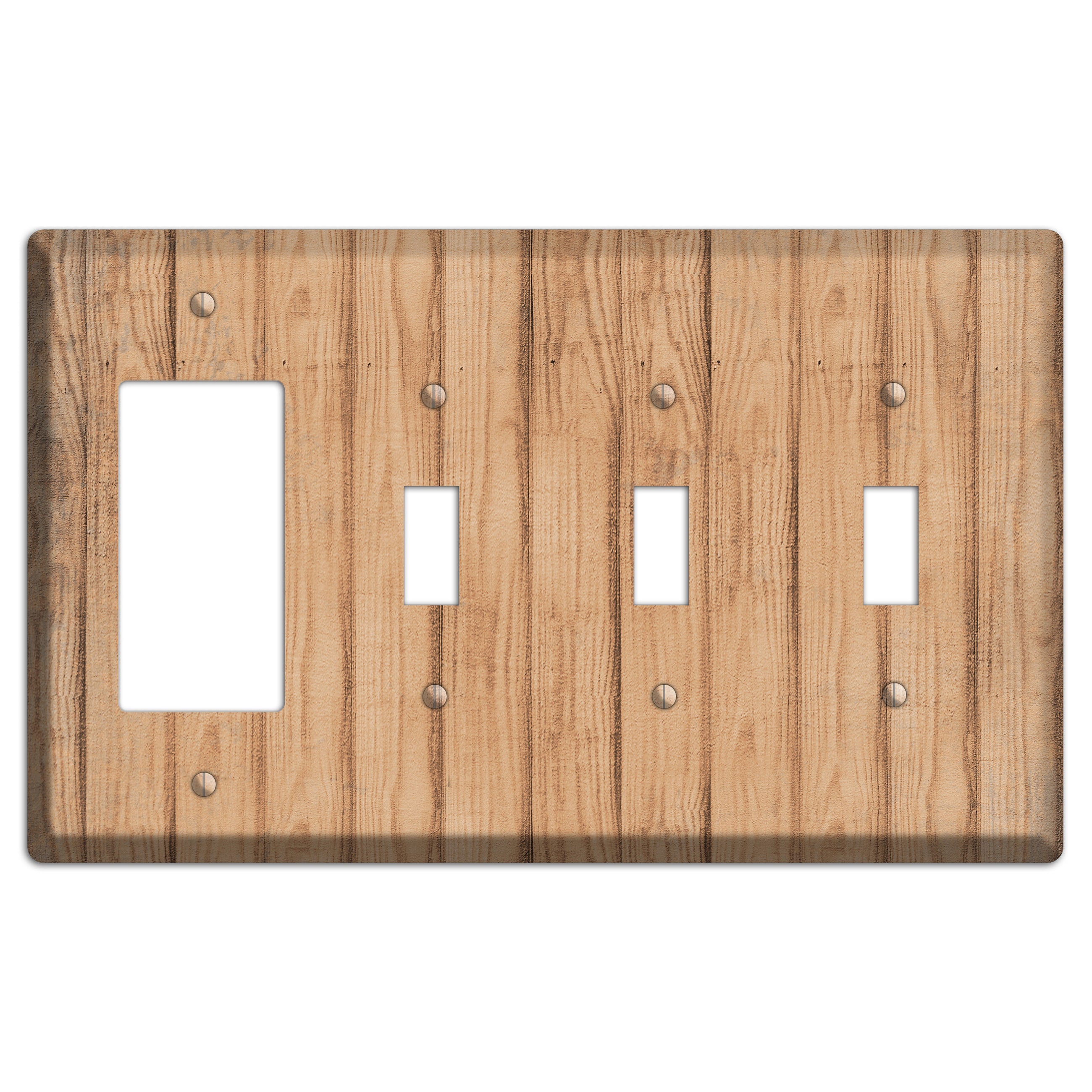 Tan Weathered Wood Rocker / 3 Toggle Wallplate