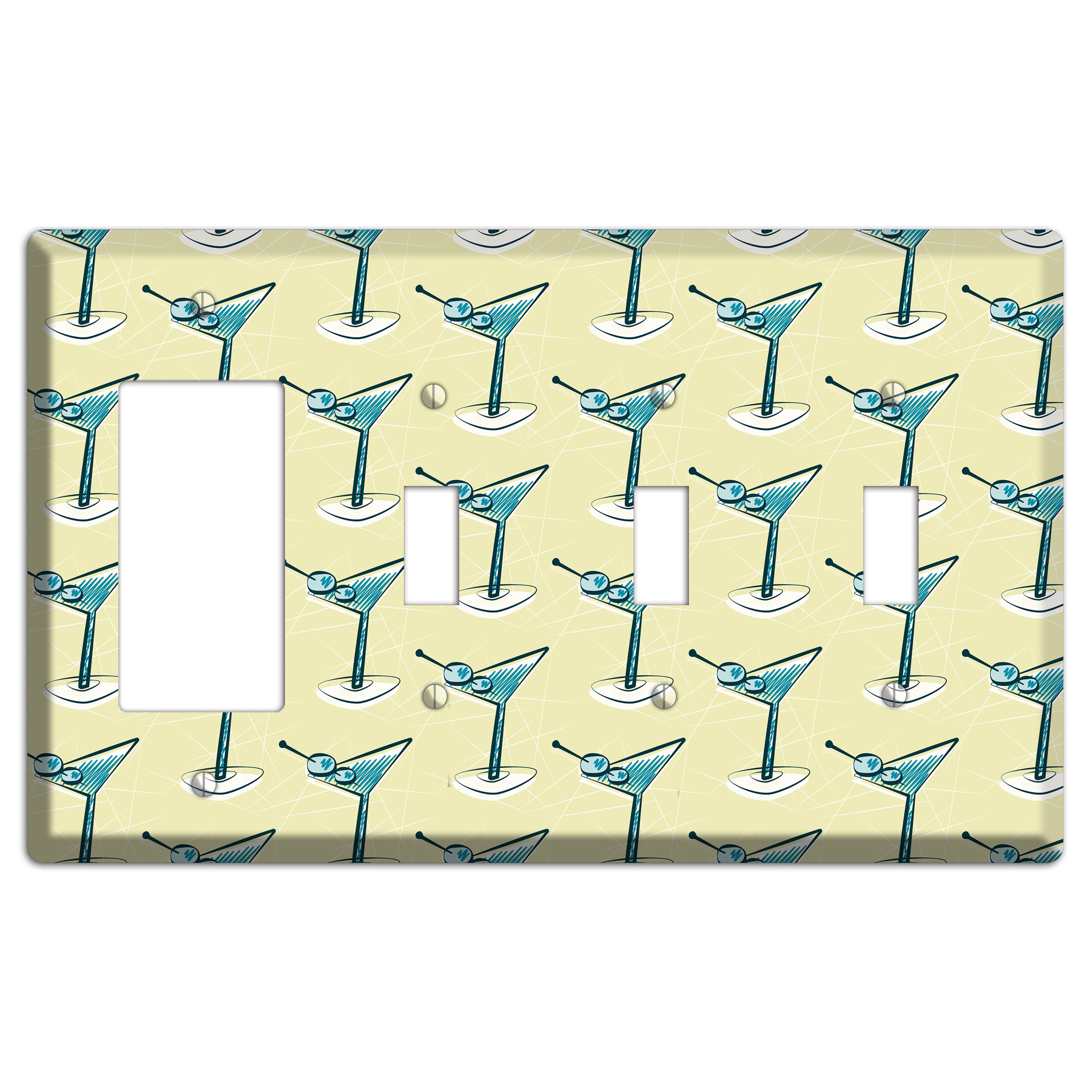 Yellow Martini Rocker / 3 Toggle Wallplate