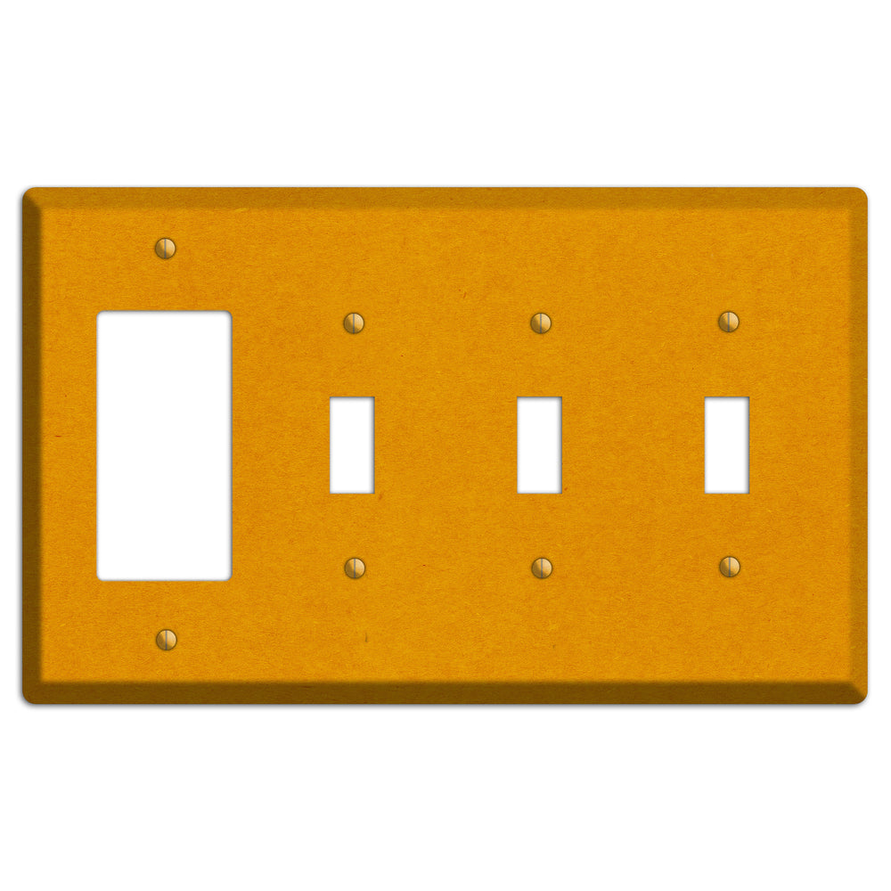 Tangerine Kraft Rocker / 3 Toggle Wallplate