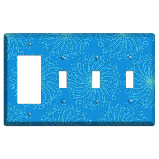 Multi Blue Star Swirl Rocker / 3 Toggle Wallplate