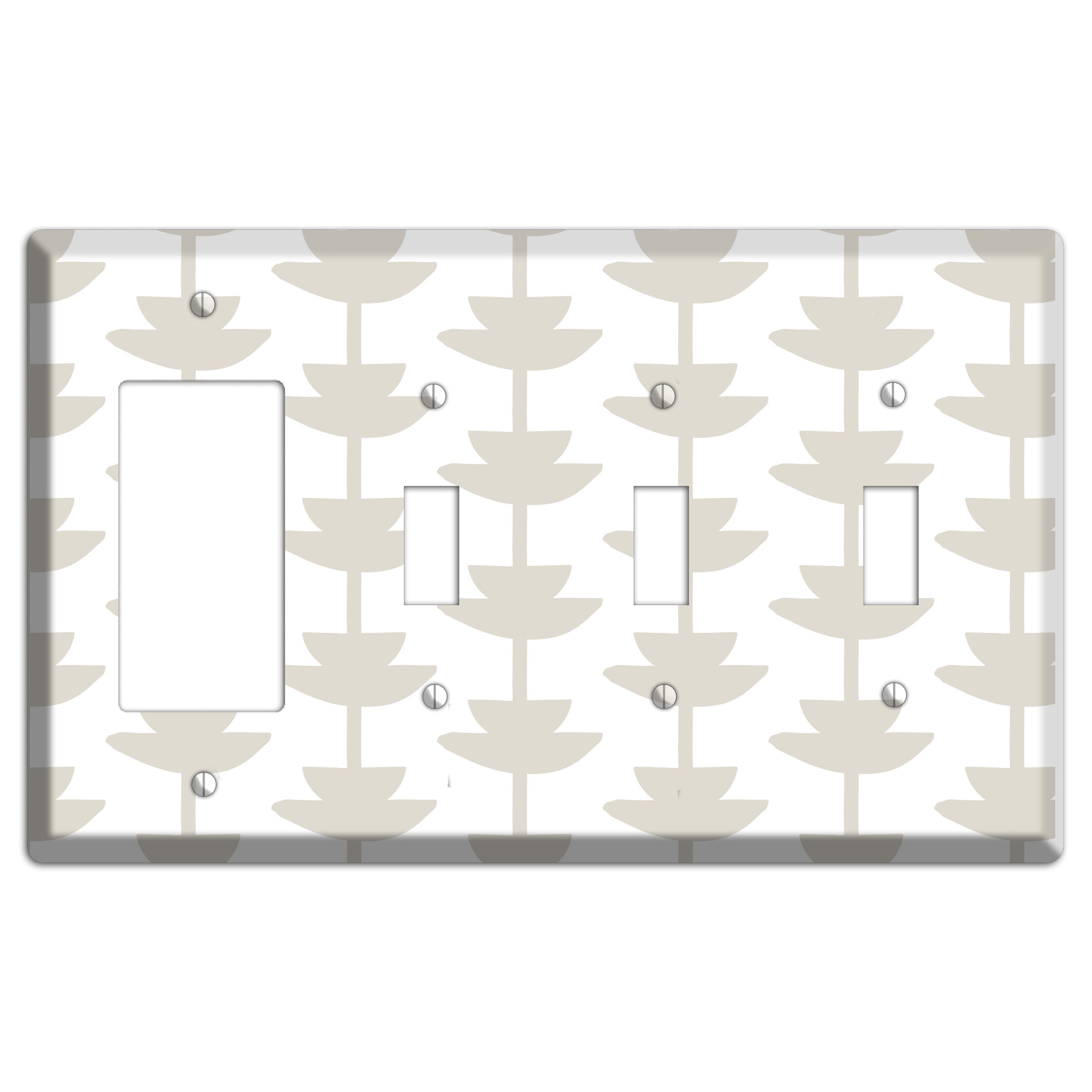 Simple Scandanavian Style P Rocker / 3 Toggle Wallplate