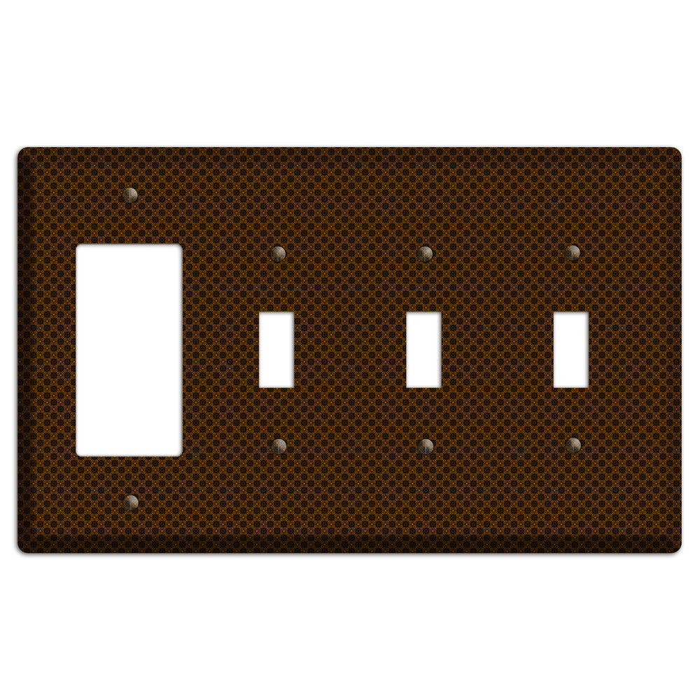 Brown Geometric Rocker / 3 Toggle Wallplate