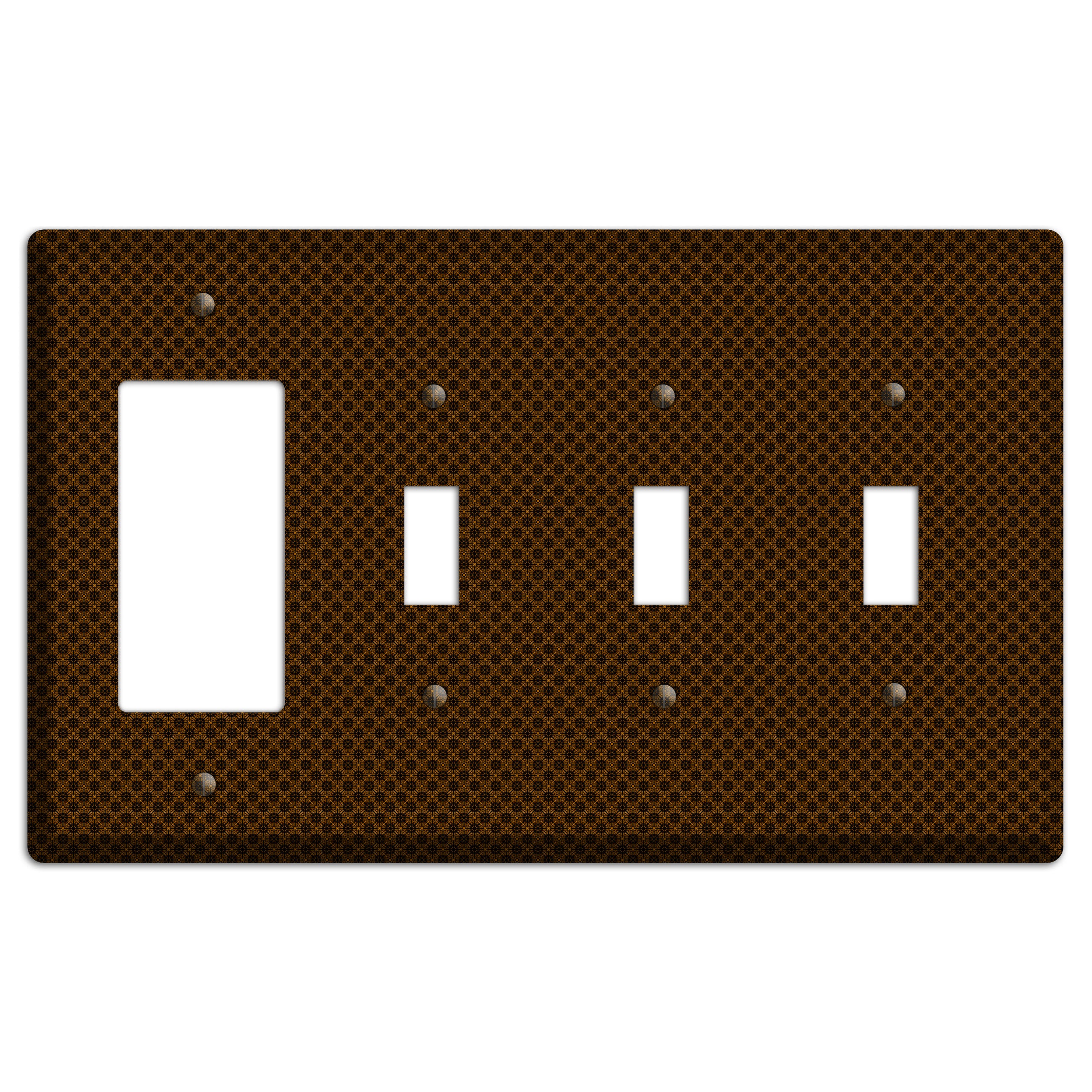 Brown Geometric Rocker / 3 Toggle Wallplate