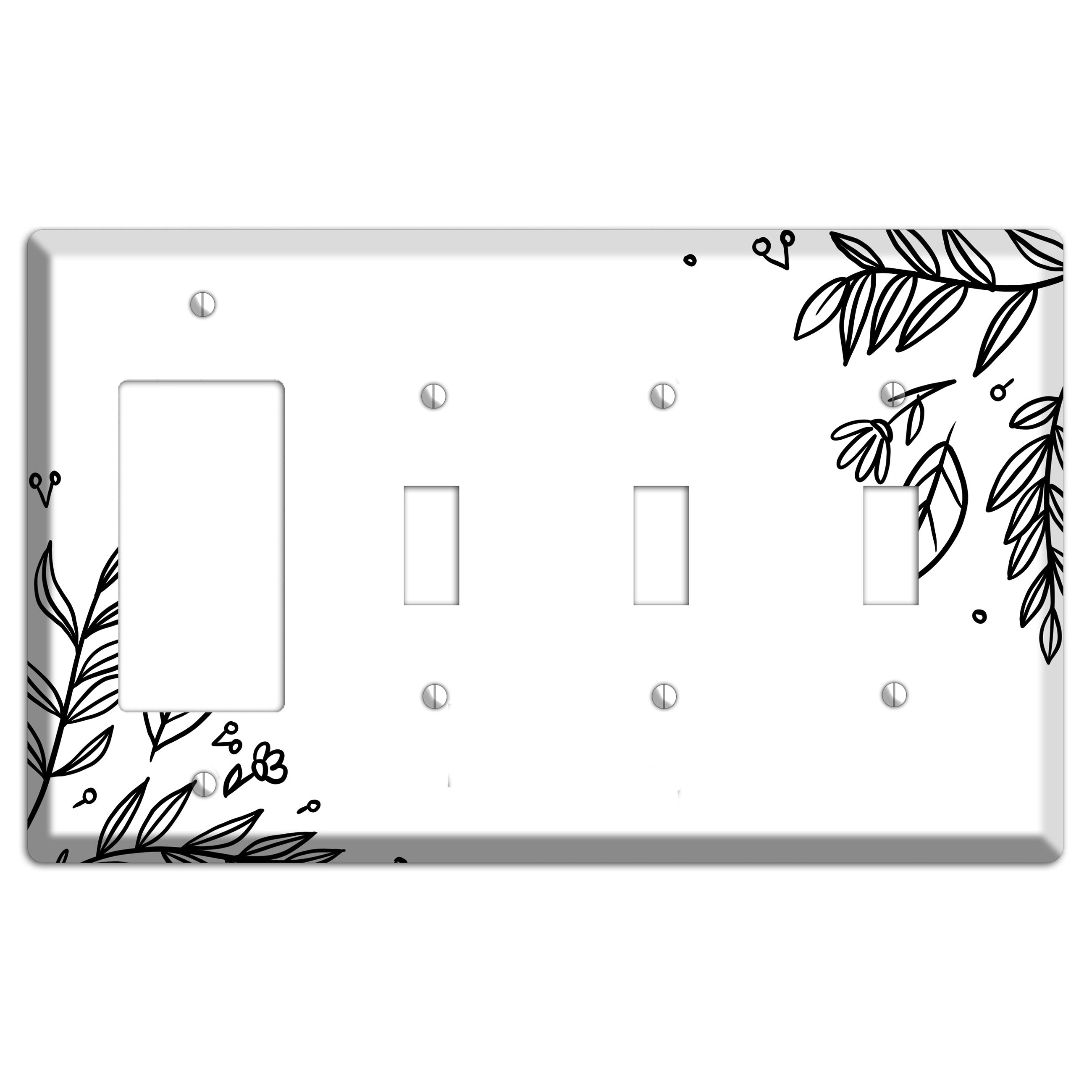 Hand-Drawn Floral 32 Rocker / 3 Toggle Wallplate