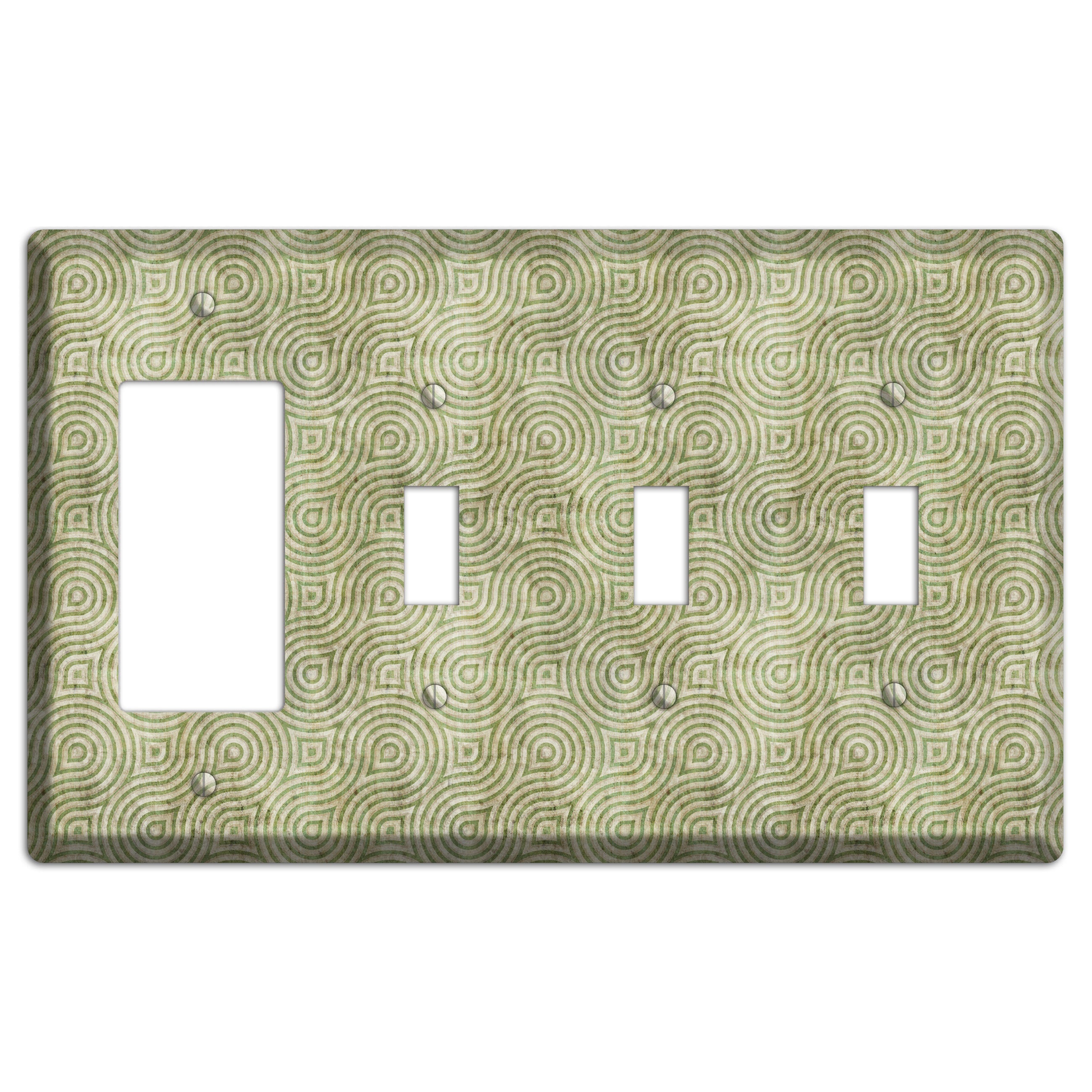 Light Green Swirl Rocker / 3 Toggle Wallplate