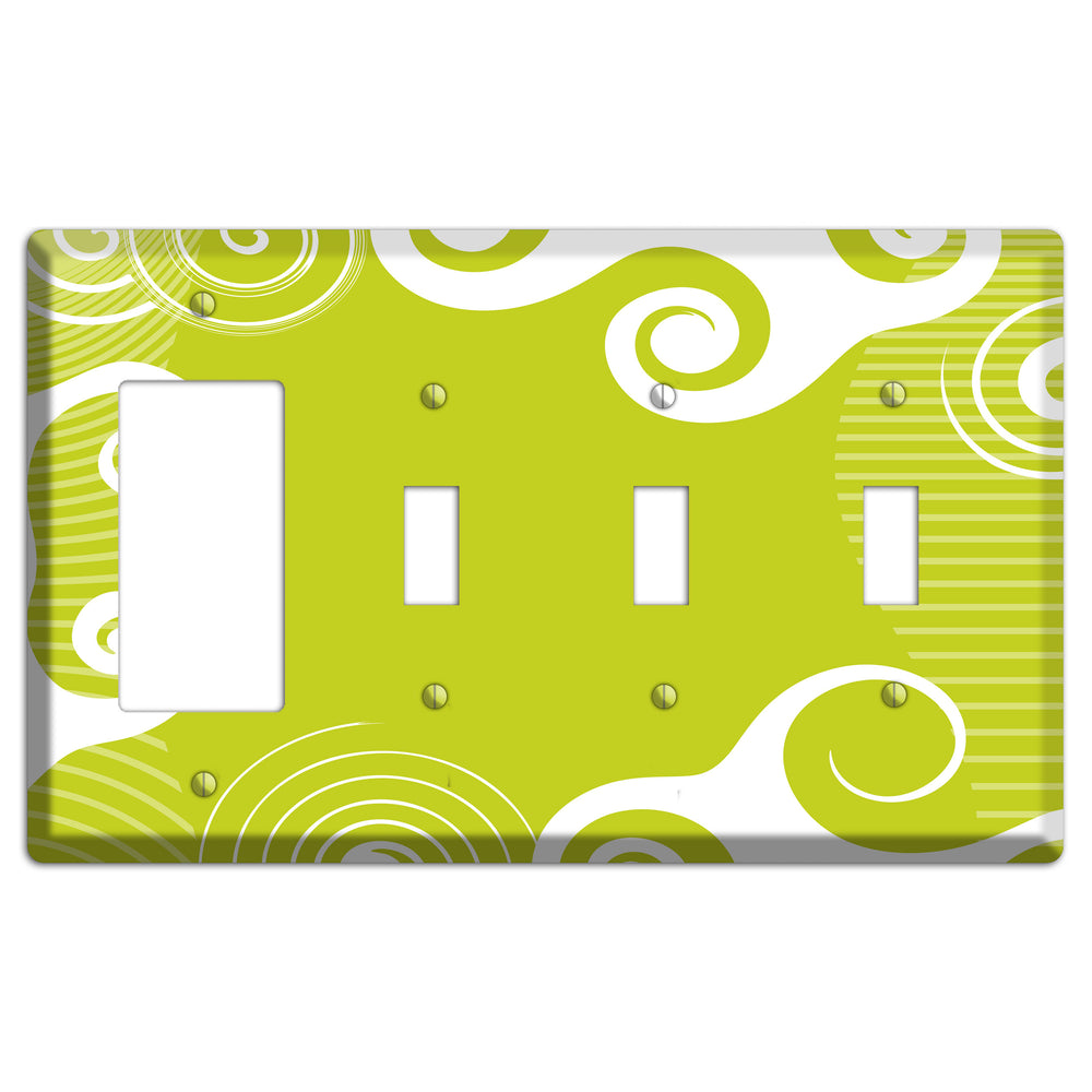 Abstract Green Rocker / 3 Toggle Wallplate