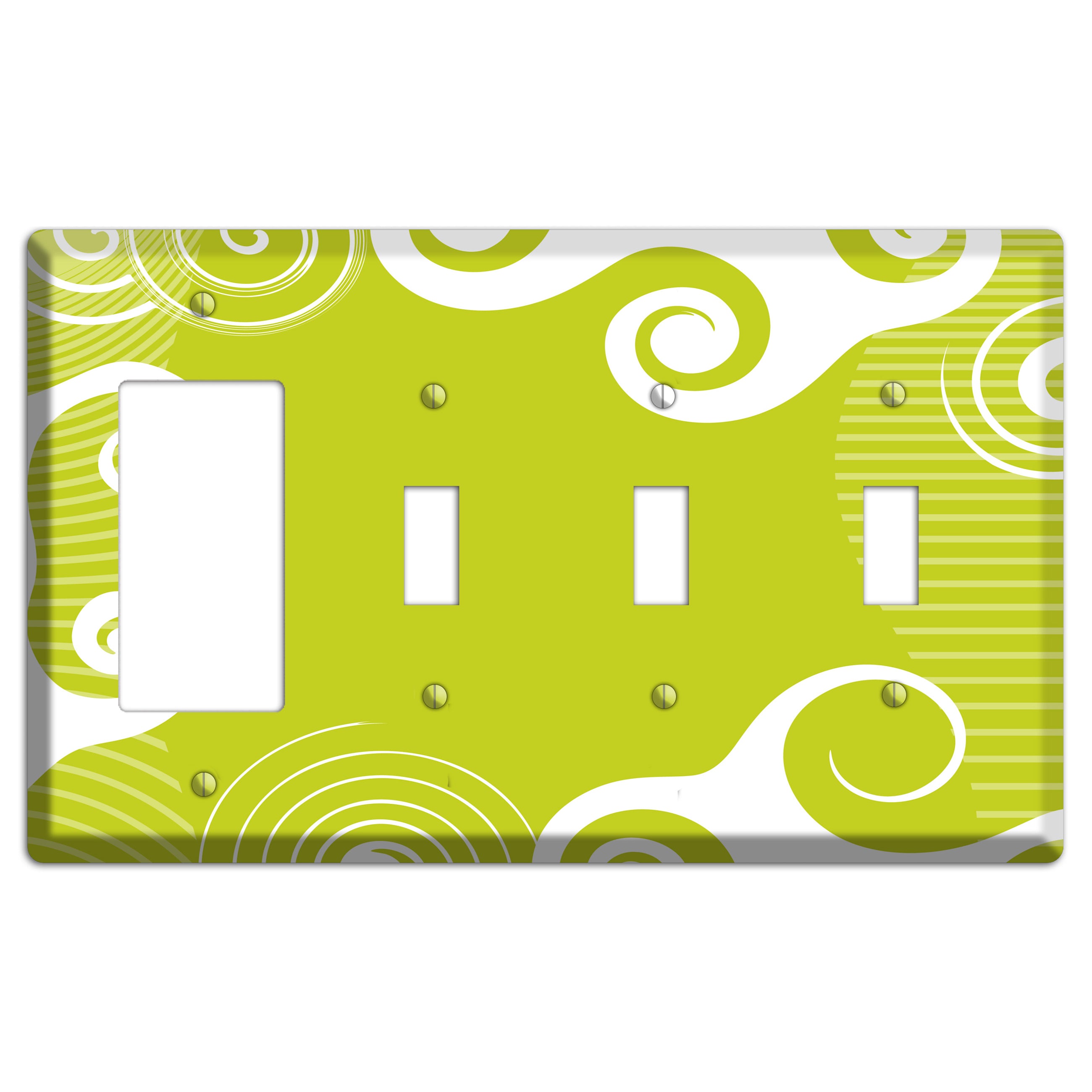 Abstract Green Rocker / 3 Toggle Wallplate