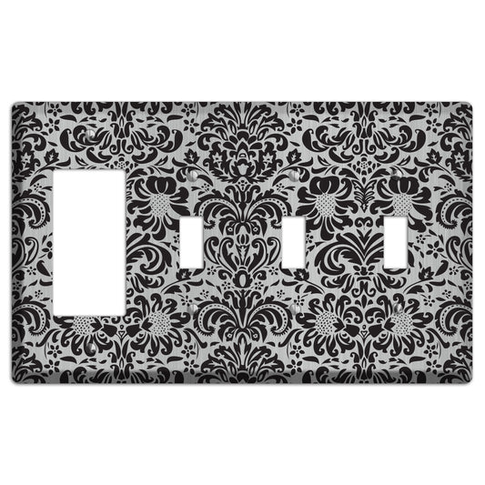 Black Toile  Stainless Rocker / 3 Toggle Wallplate