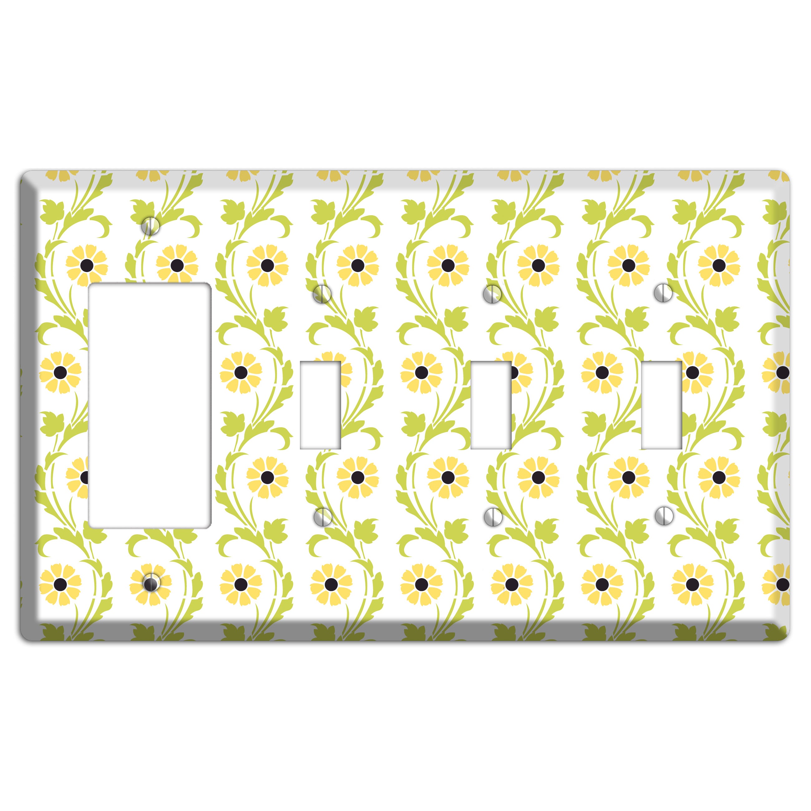 Green Vine Floral Rocker / 3 Toggle Wallplate