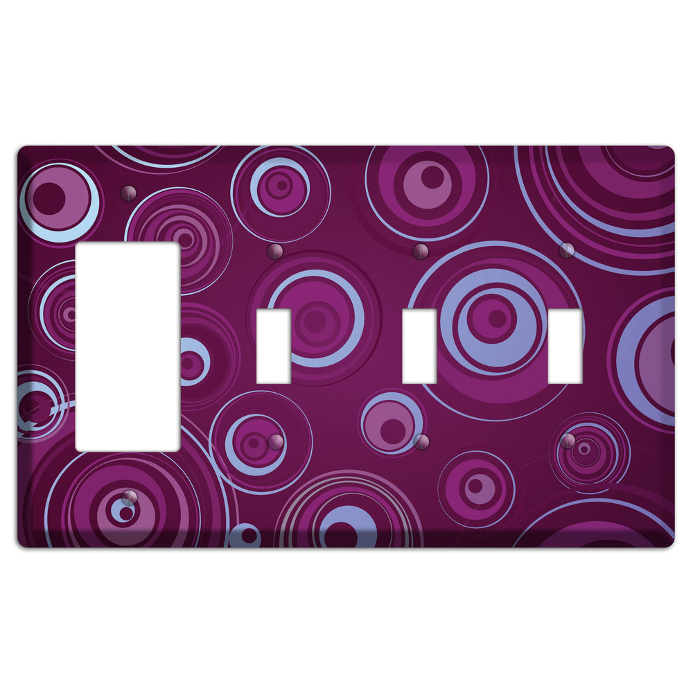 Purple Circles 3 Rocker / 3 Toggle Wallplate