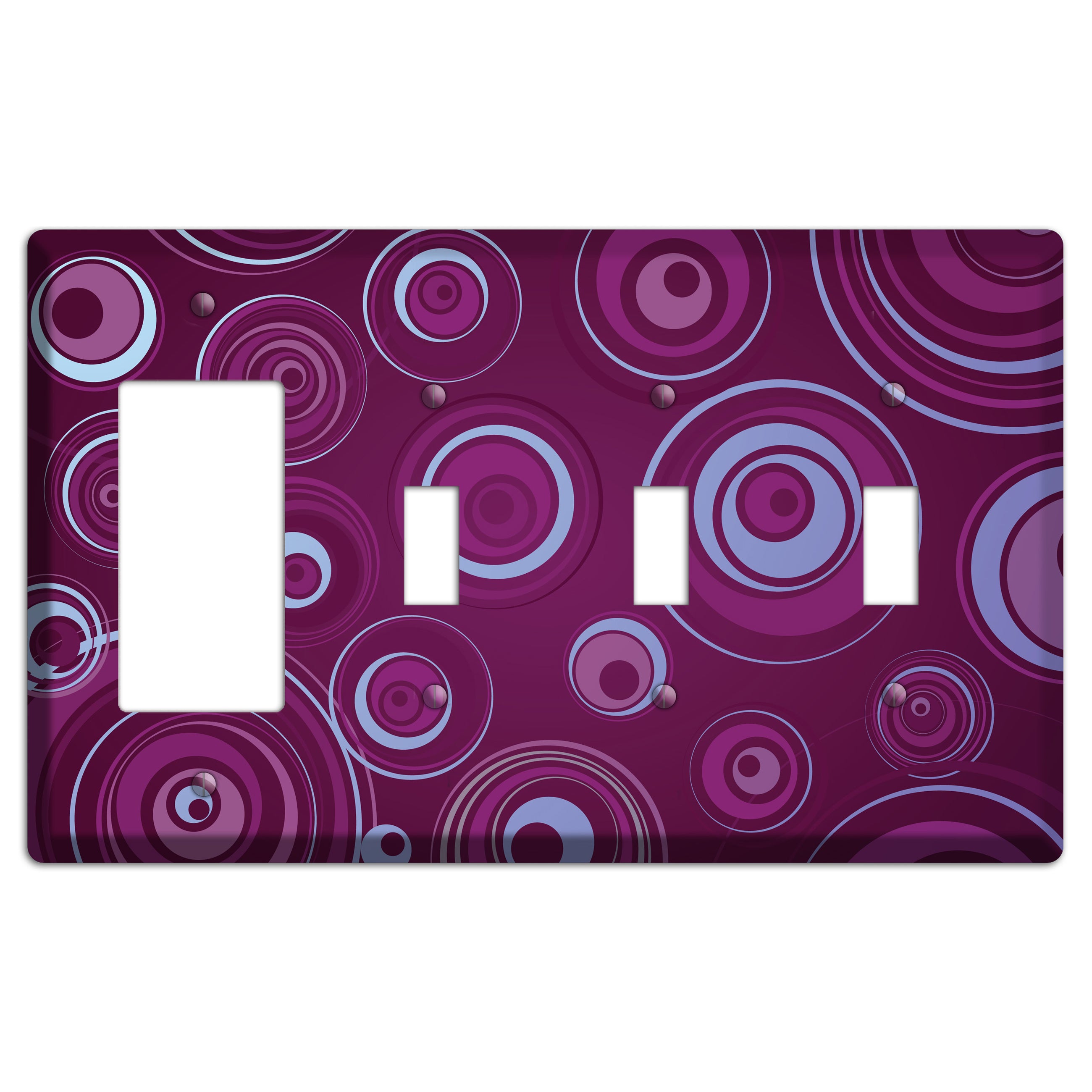 Purple Circles 3 Rocker / 3 Toggle Wallplate