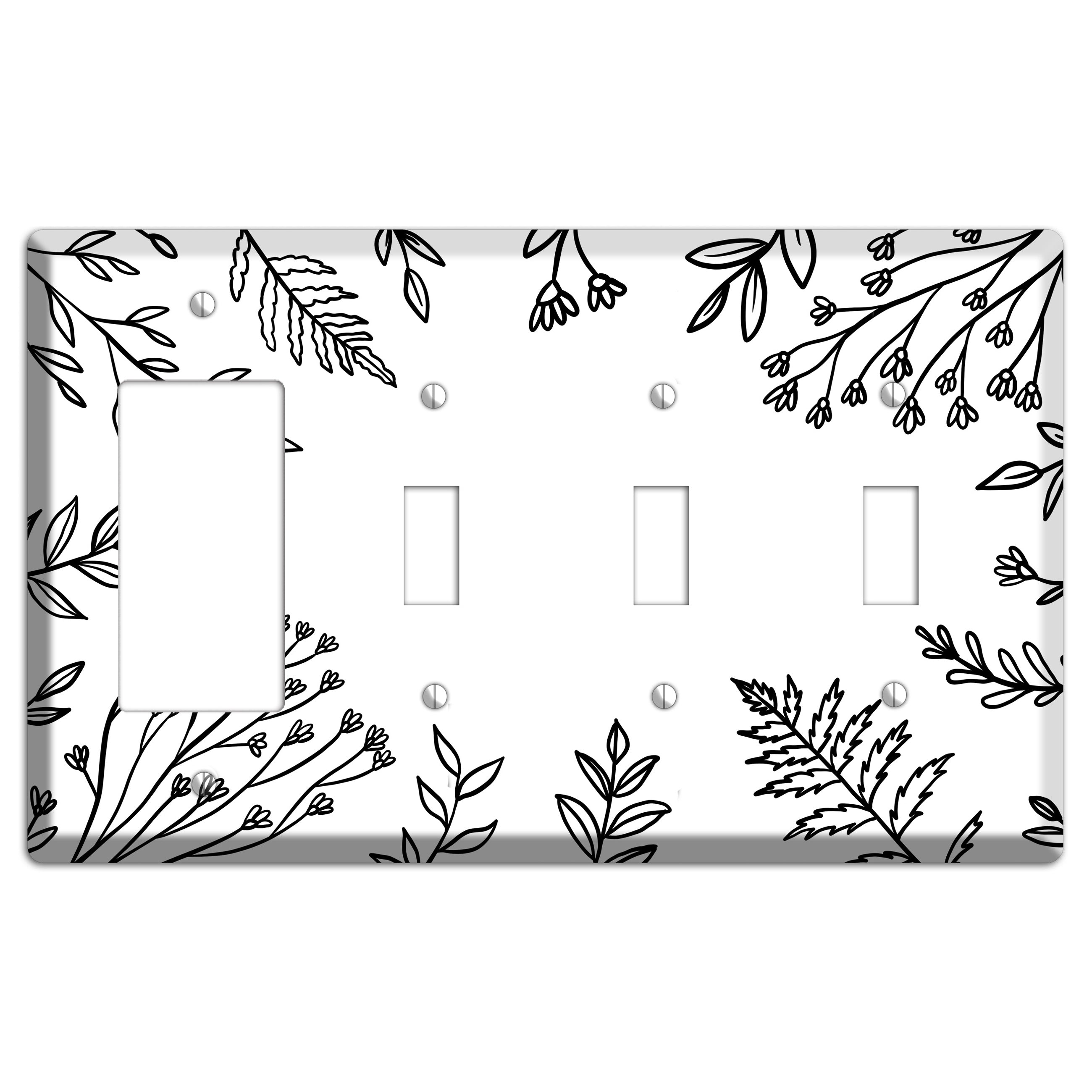 Hand-Drawn Floral 38 Rocker / 3 Toggle Wallplate