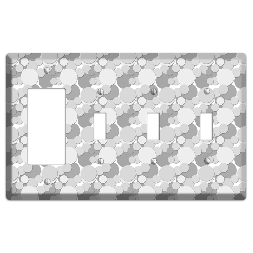 Multi Grey Bubble Dots Rocker / 3 Toggle Wallplate