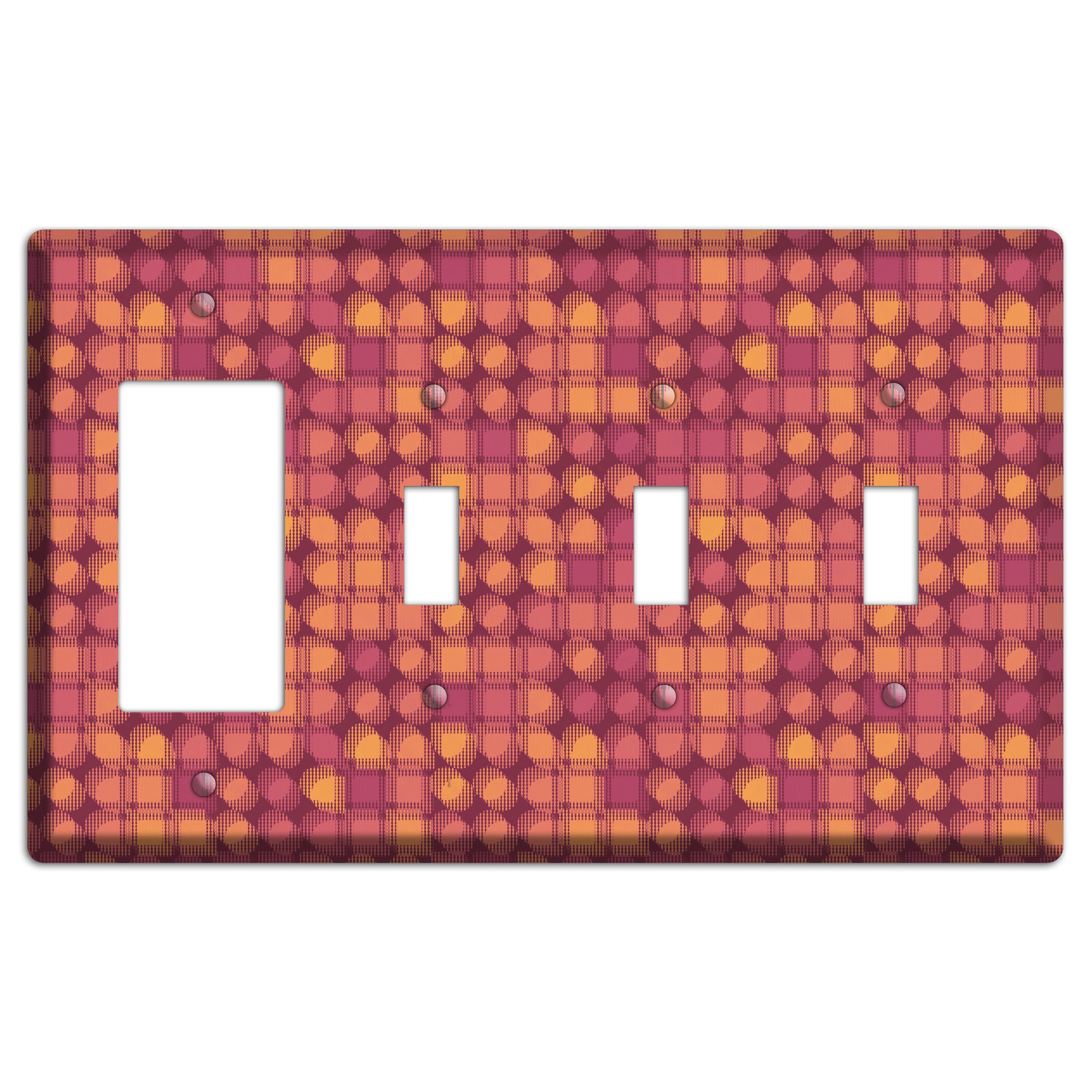 Coral Grunge Circles Rocker / 3 Toggle Wallplate