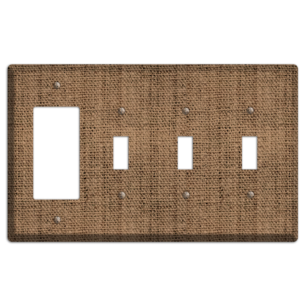 Beaver Burlap Rocker / 3 Toggle Wallplate