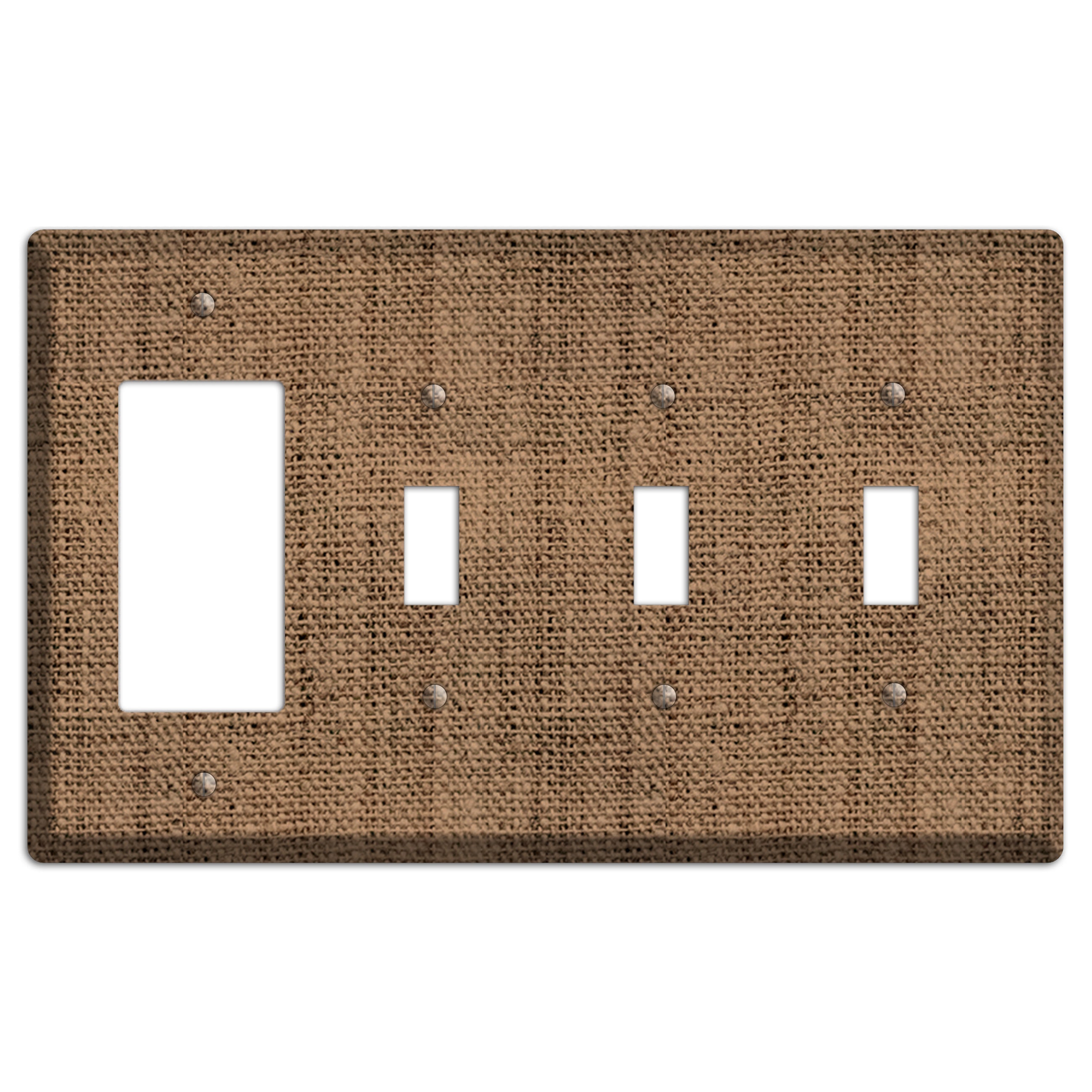 Beaver Burlap Rocker / 3 Toggle Wallplate