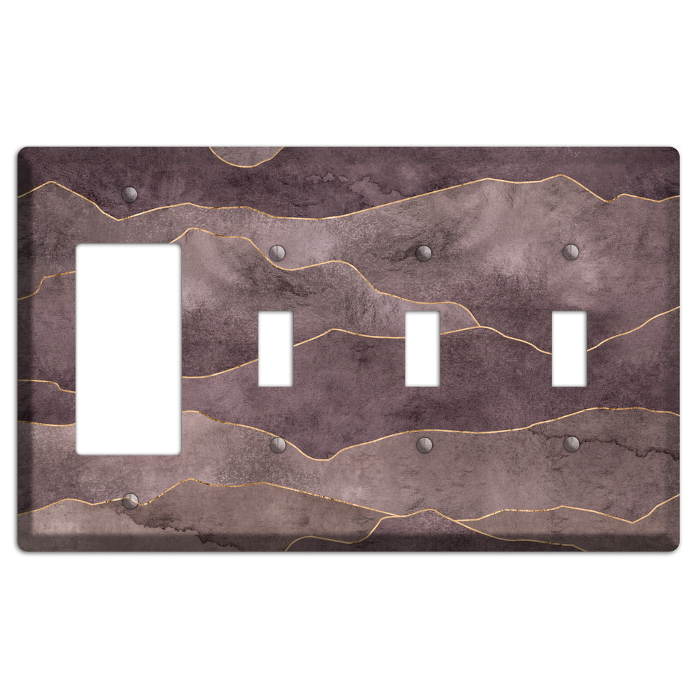 Plum Mountain Range Rocker / 3 Toggle Wallplate
