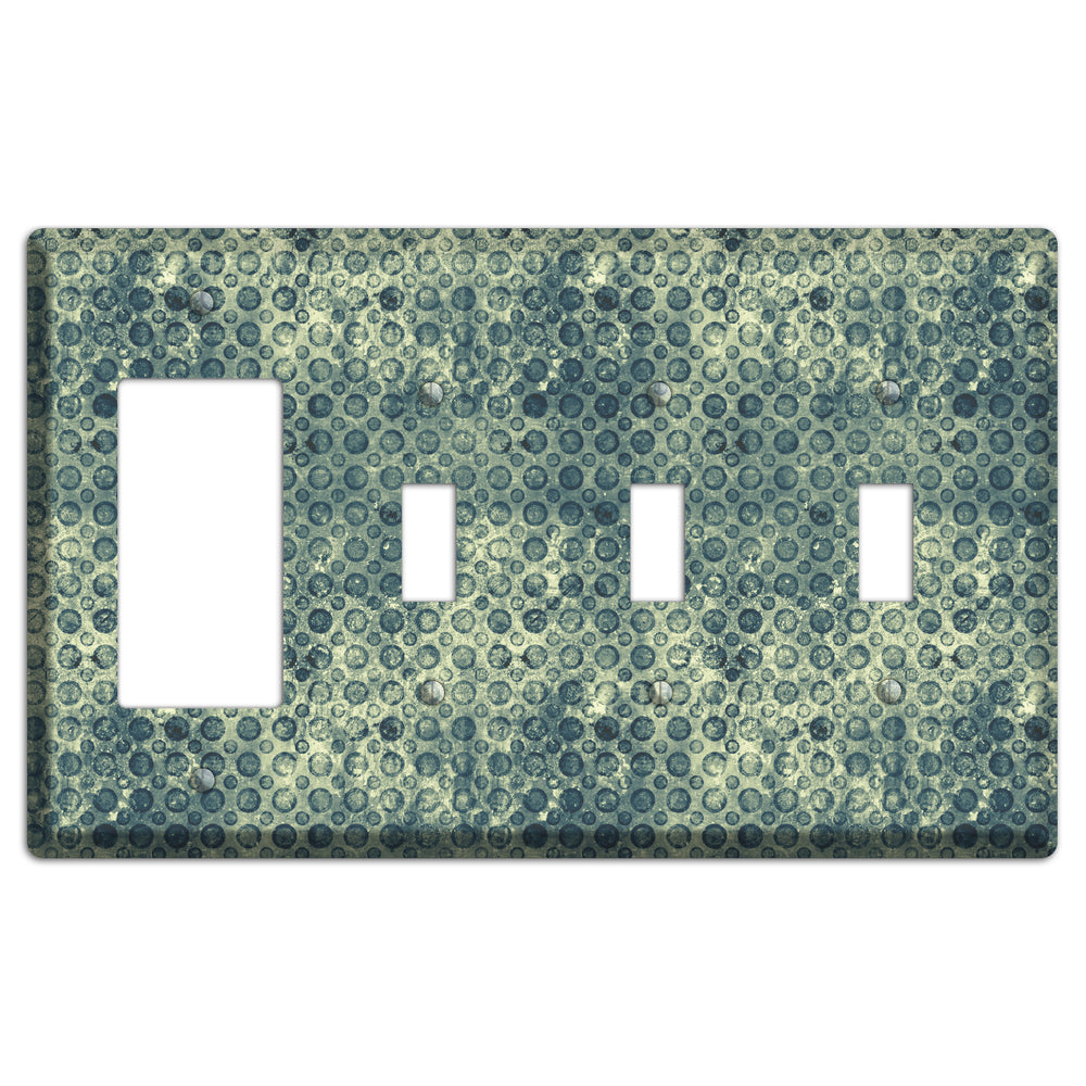 Green Circles Rocker / 3 Toggle Wallplate