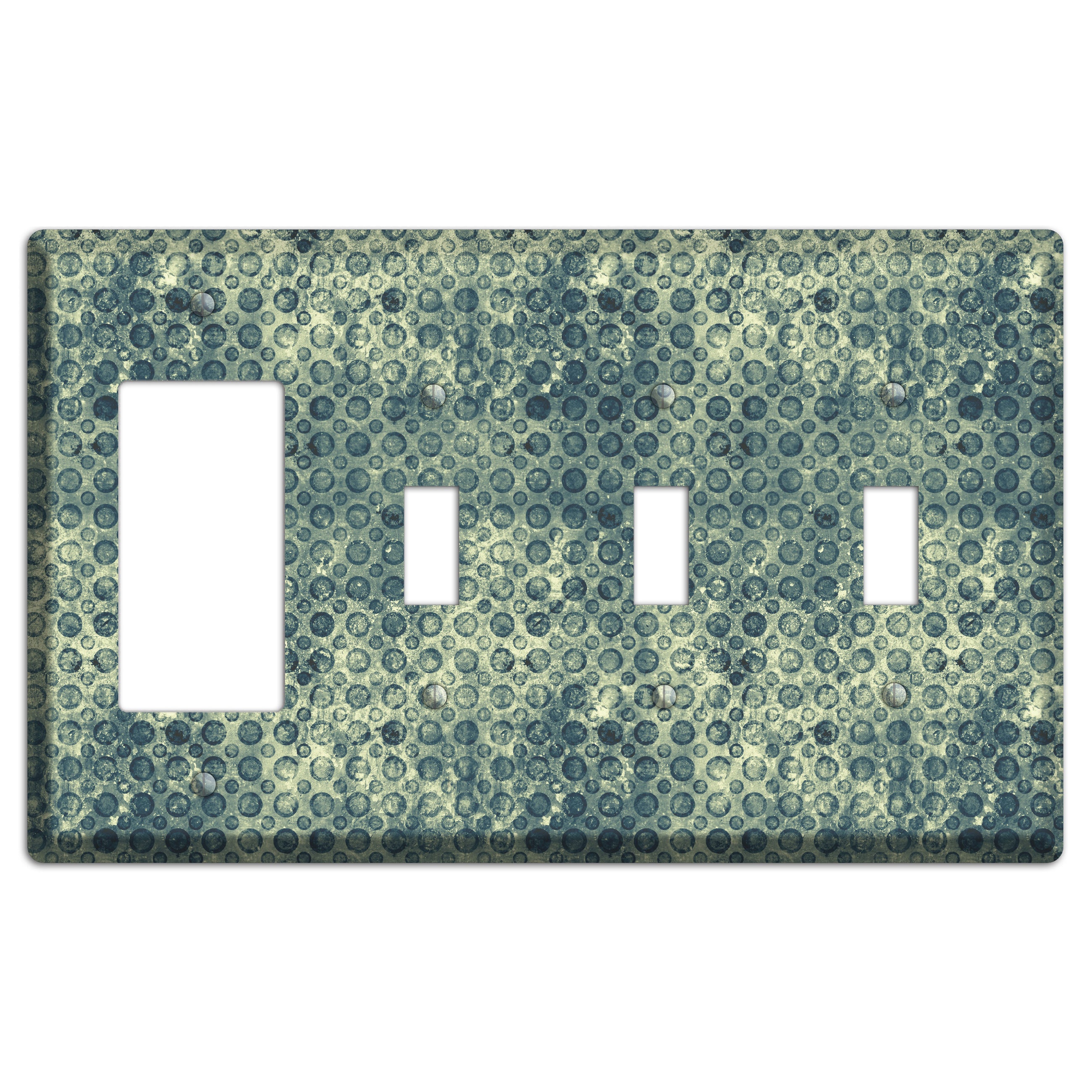 Green Circles Rocker / 3 Toggle Wallplate