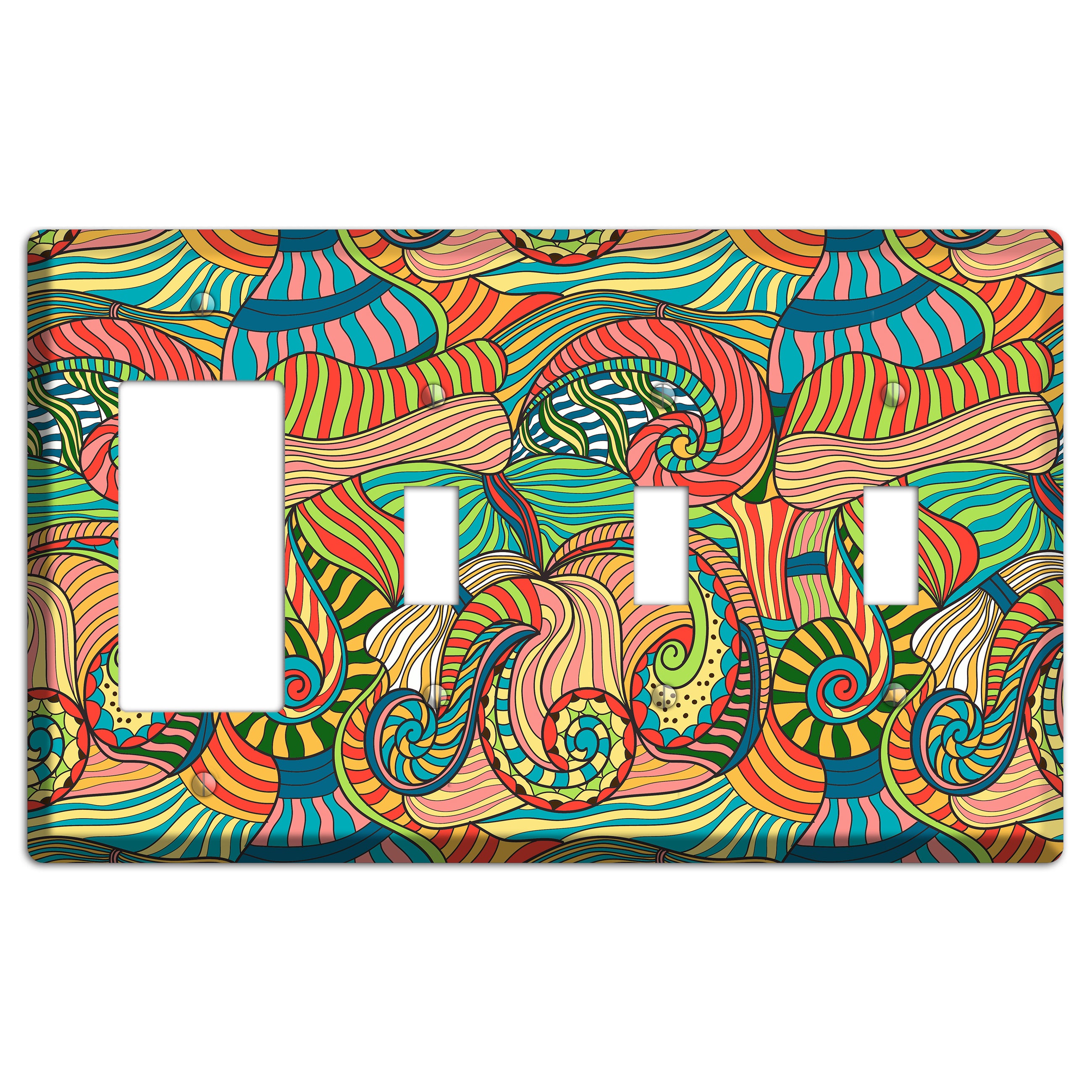 Retro Flourish 3 Rocker / 3 Toggle Wallplate