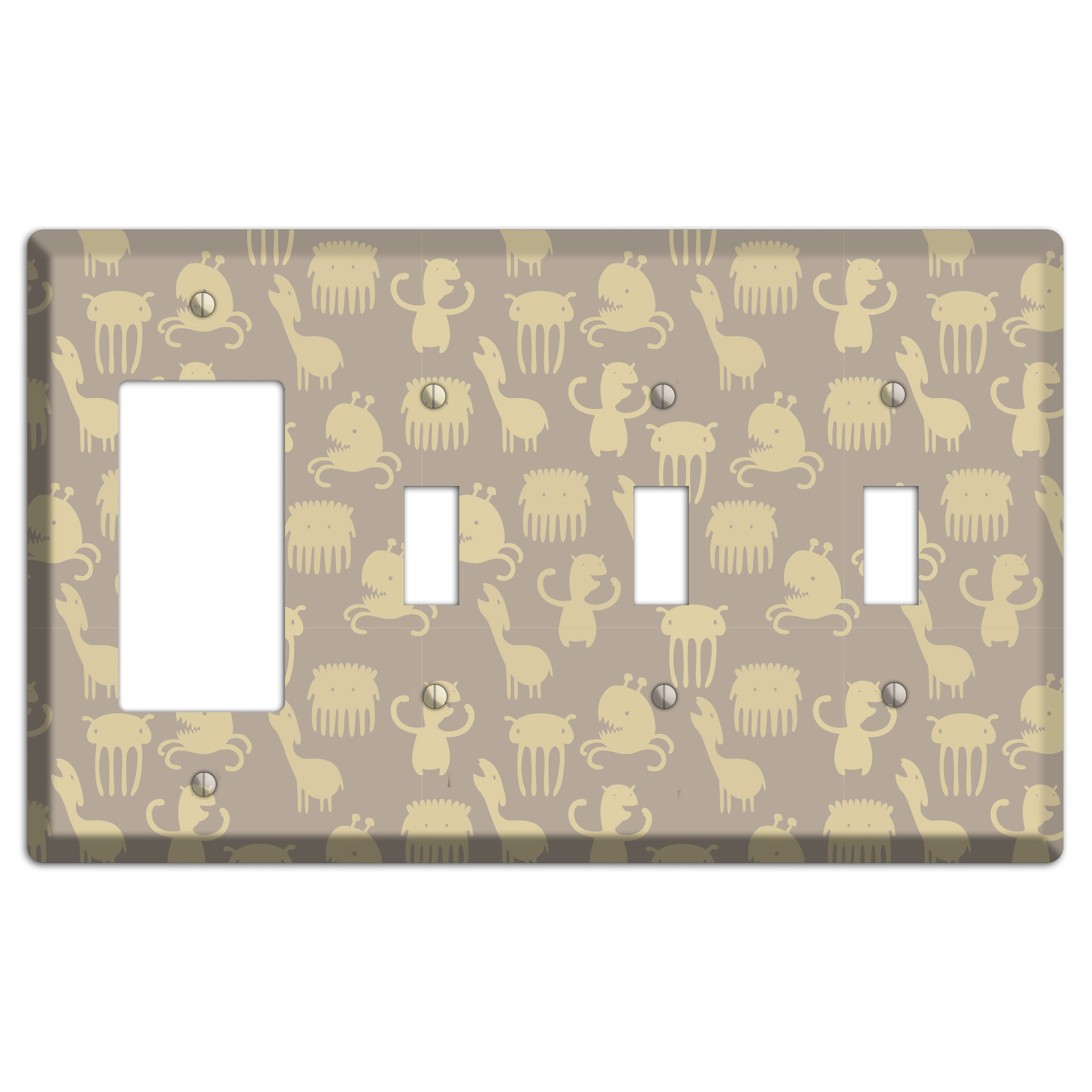 Silly Monsters Brown Rocker / 3 Toggle Wallplate