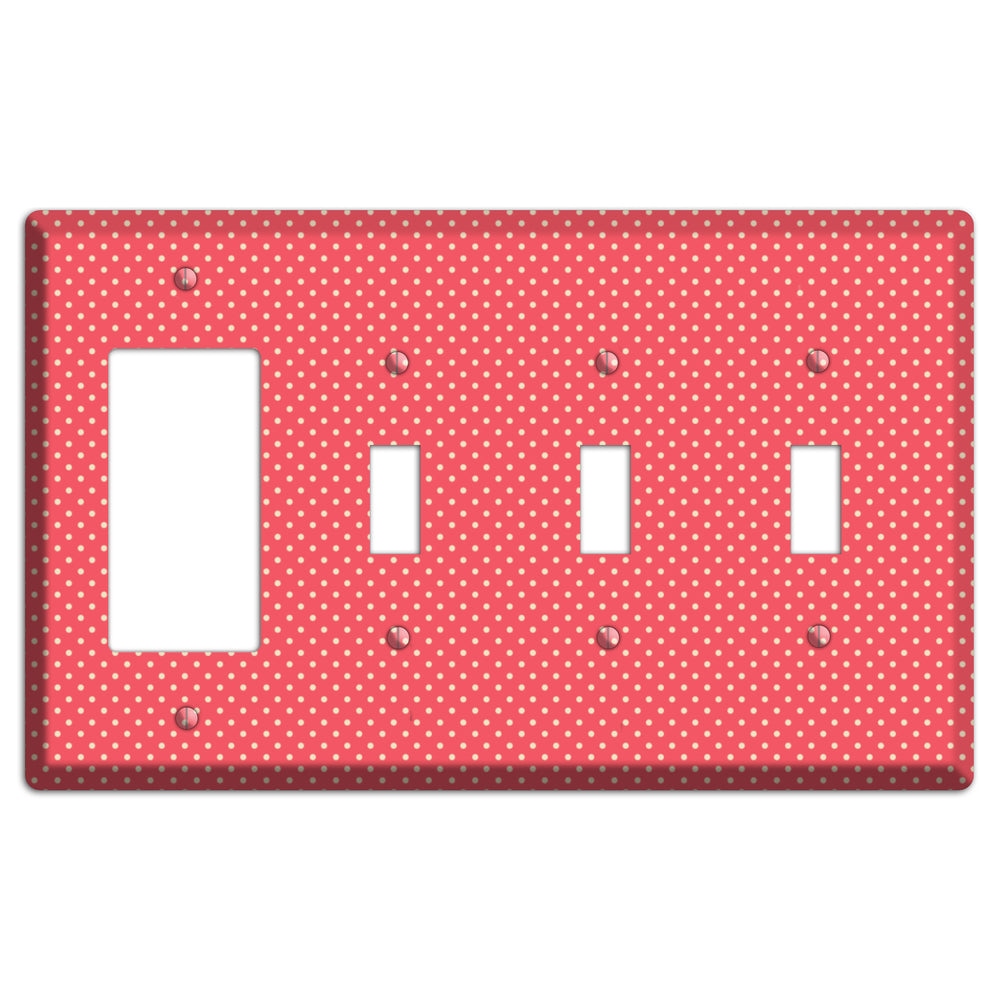 Multi Pink Tiny Polka Dots Rocker / 3 Toggle Wallplate