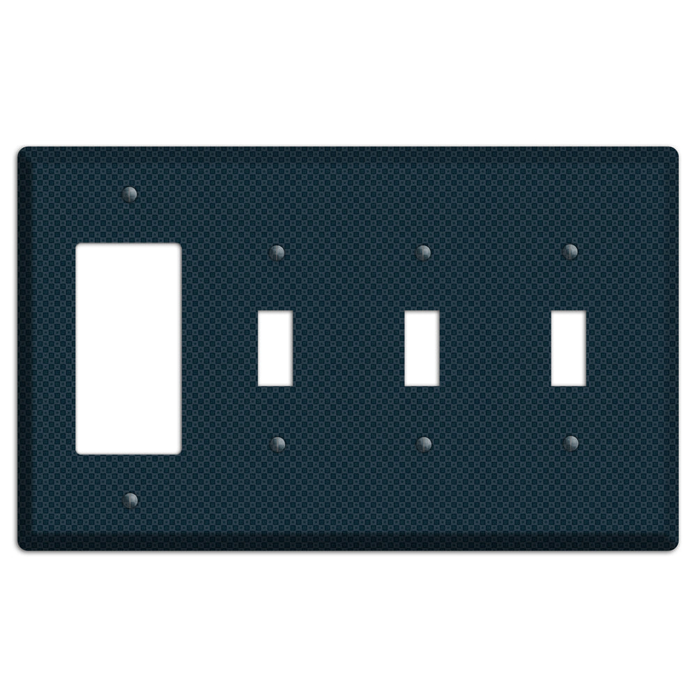 Navy Dots and Check Rocker / 3 Toggle Wallplate