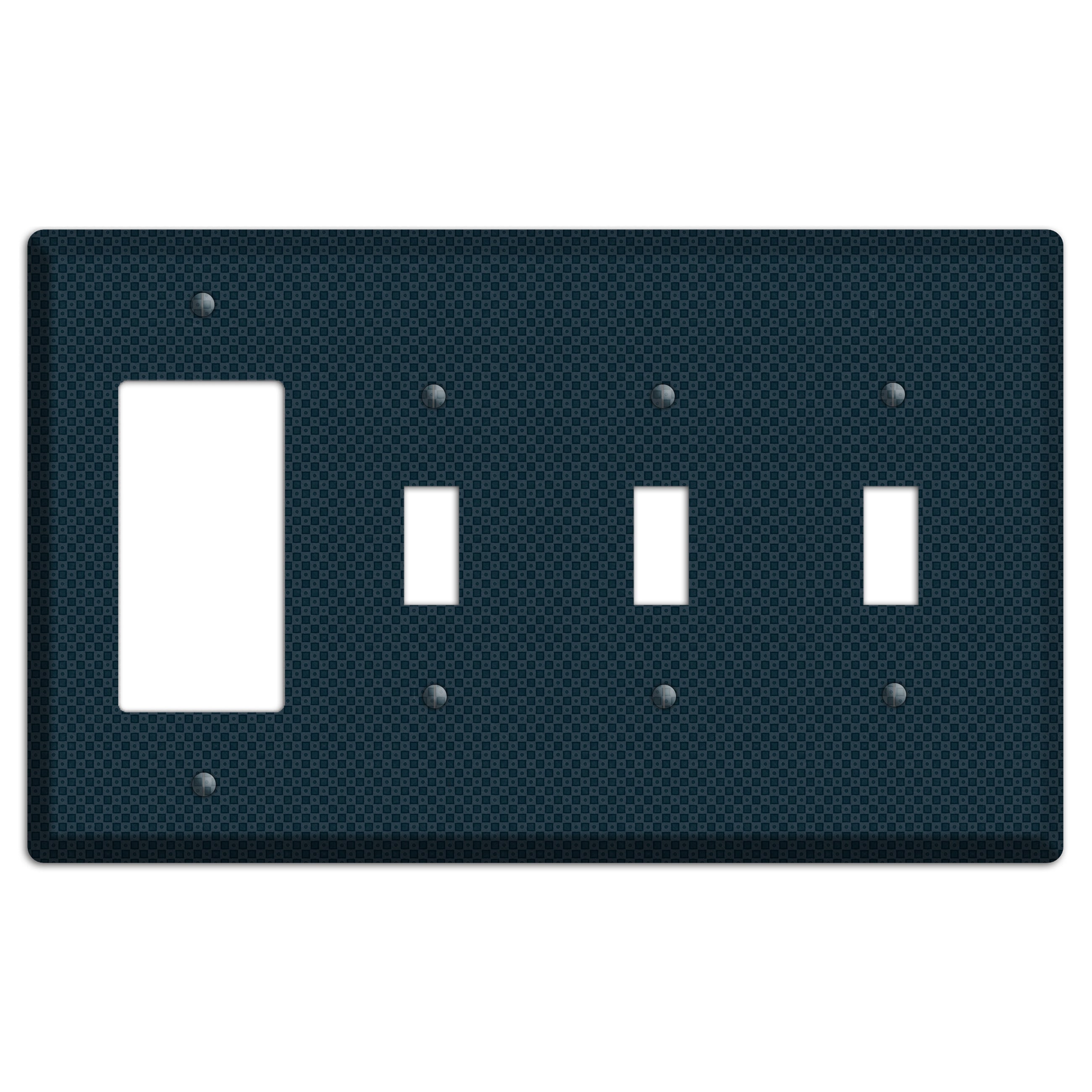 Navy Dots and Check Rocker / 3 Toggle Wallplate