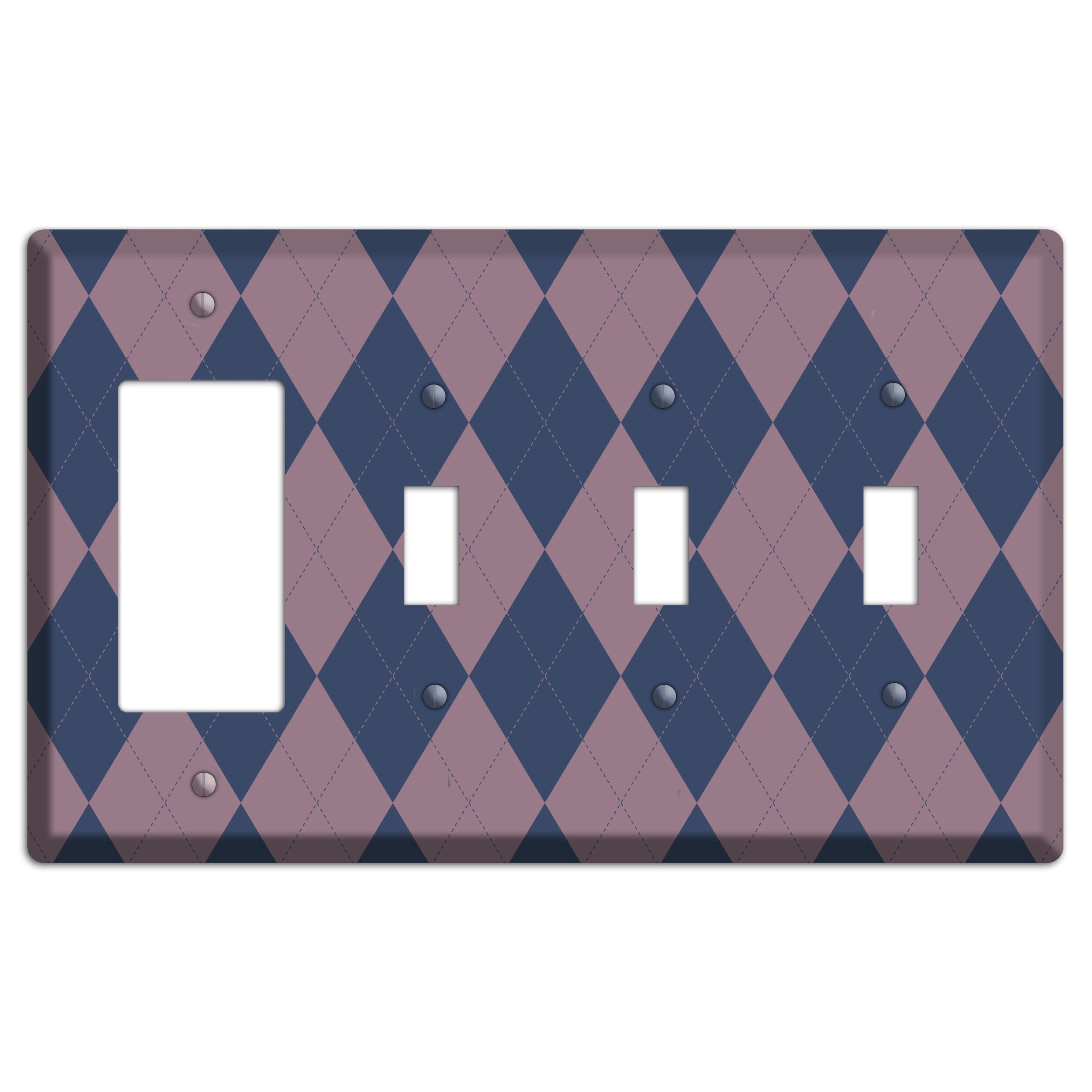 Purple Argyle Rocker / 3 Toggle Wallplate
