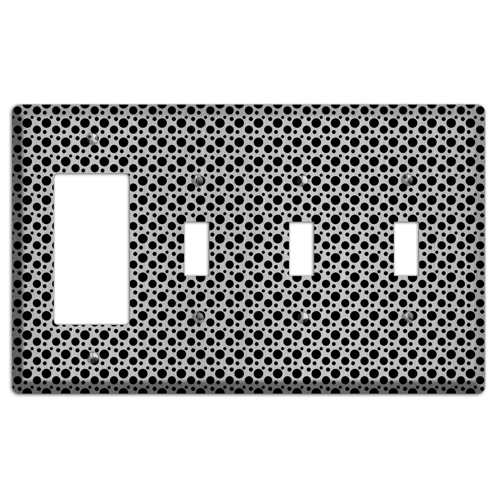 Small and Tiny Polka Dots Stainless Steel Rocker / 3 Toggle Wallplate