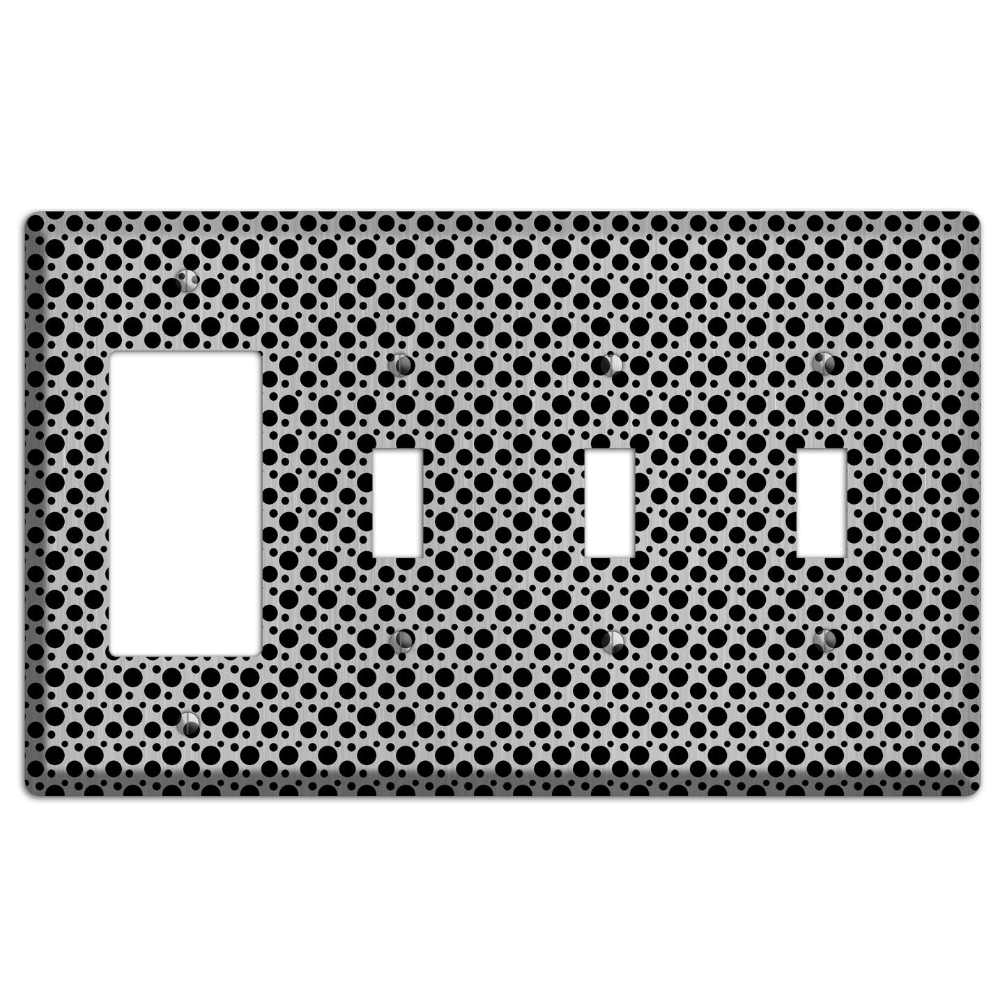 Small and Tiny Polka Dots Stainless Rocker / 3 Toggle Wallplate