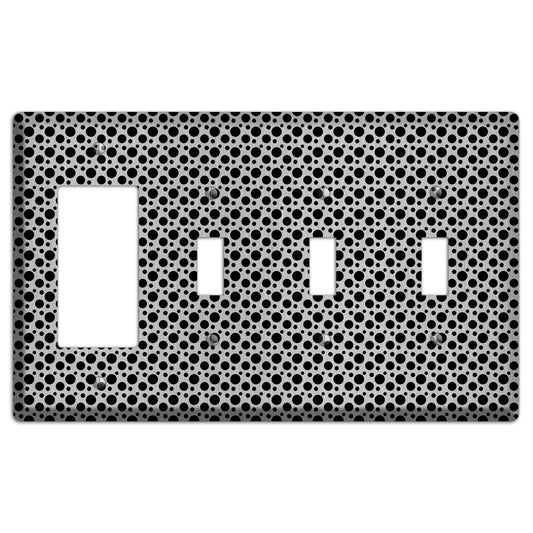 Small and Tiny Polka Dots Stainless Rocker / 3 Toggle Wallplate
