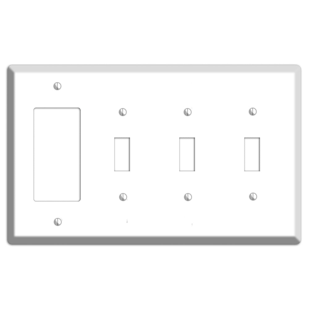 White Metal Rocker / 3 Toggle Wallplate