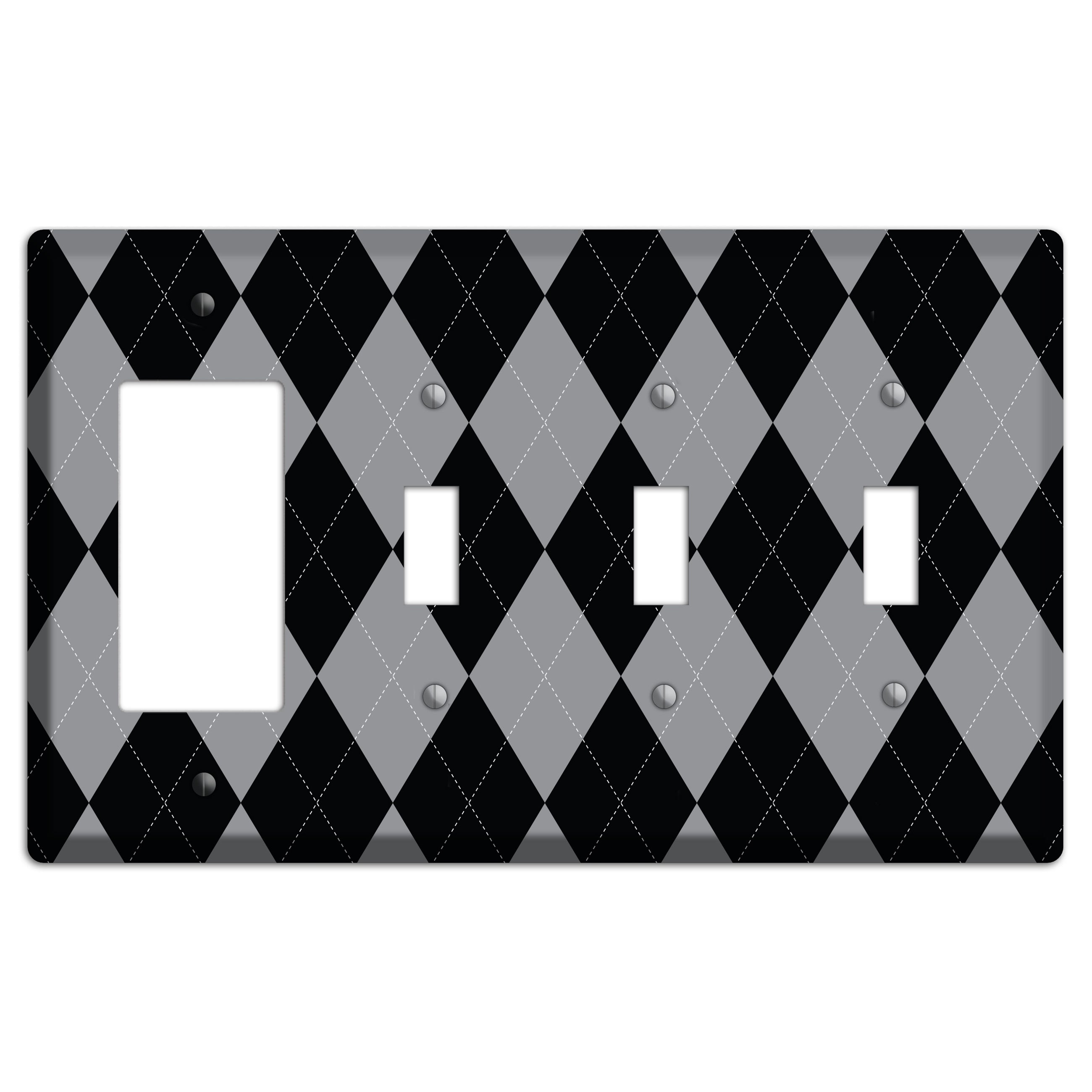 Light Purple and Black Rocker / 3 Toggle Wallplate