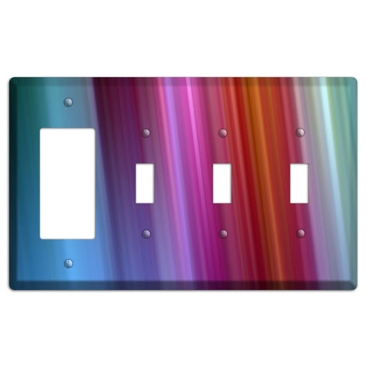 Blue and Purple Ray of Light Rocker / 3 Toggle Wallplate