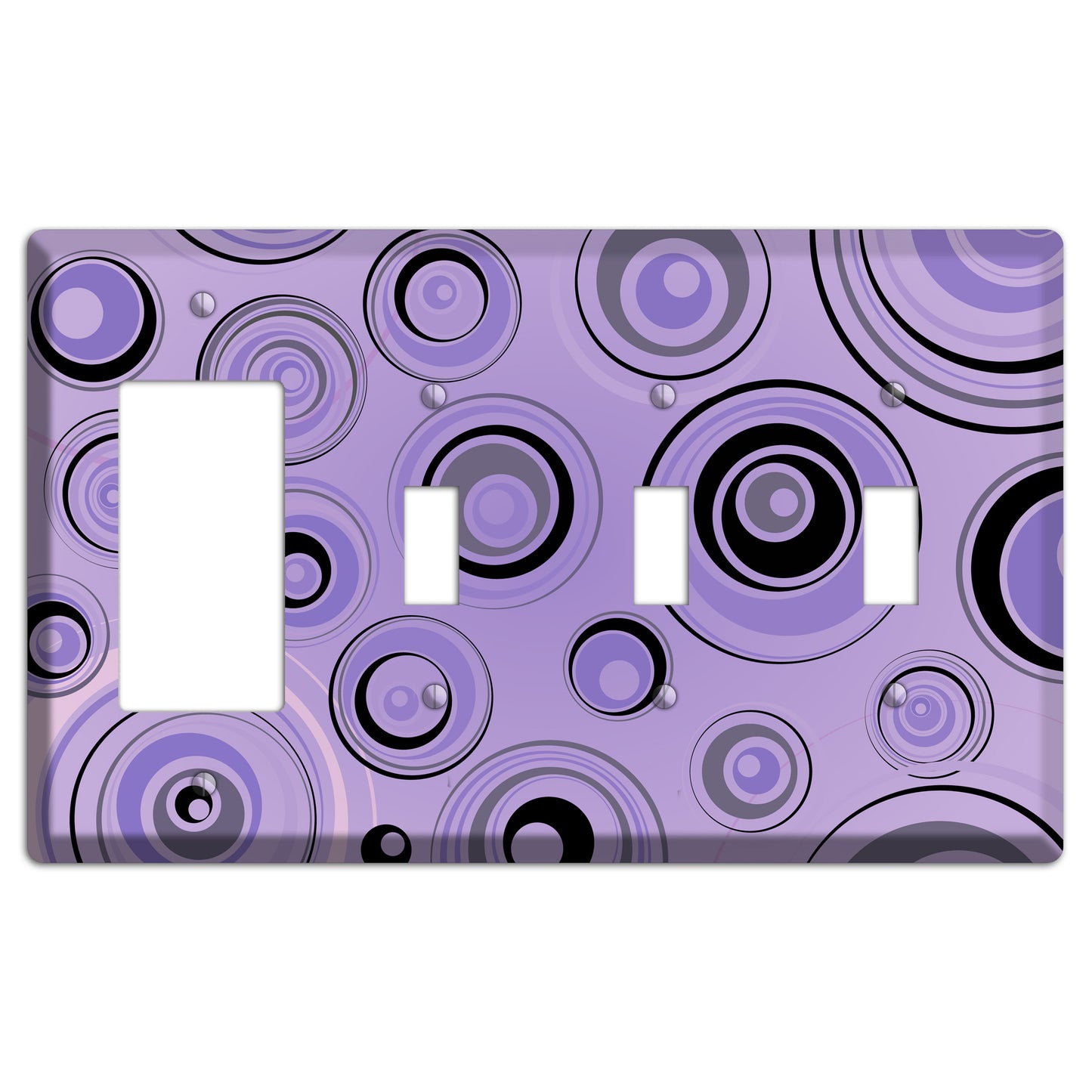 Lavender Circles Rocker / 3 Toggle Wallplate
