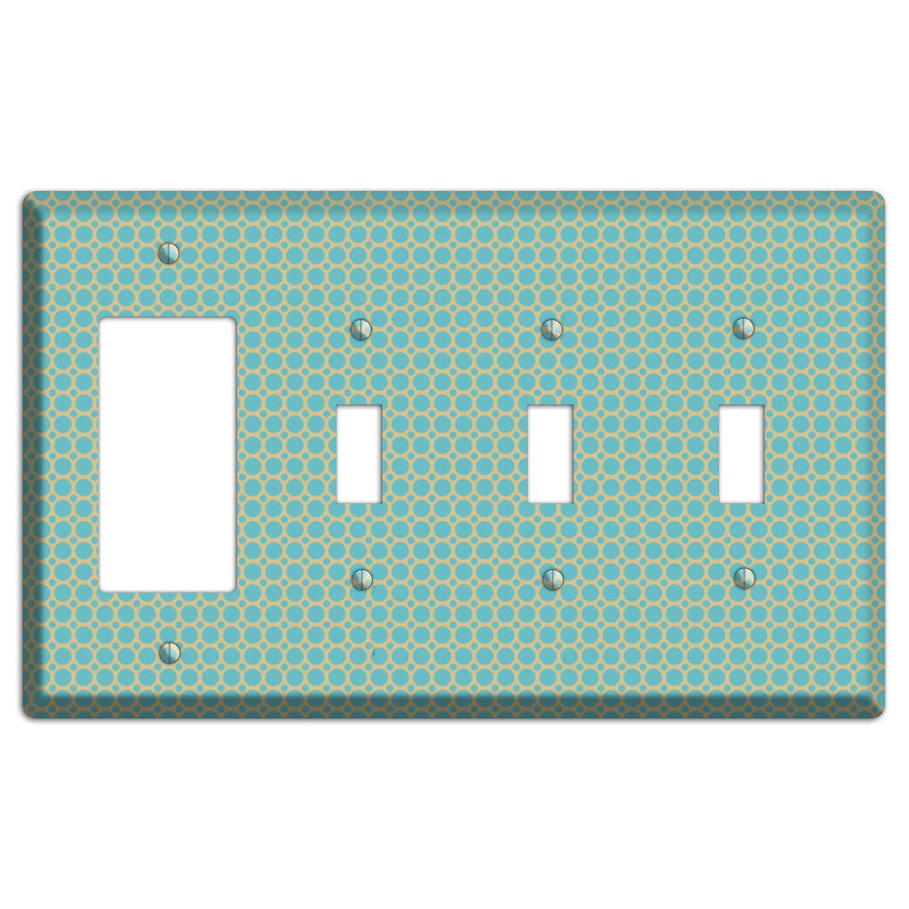 Dusty Blue Tiled Multi Small Dots Rocker / 3 Toggle Wallplate