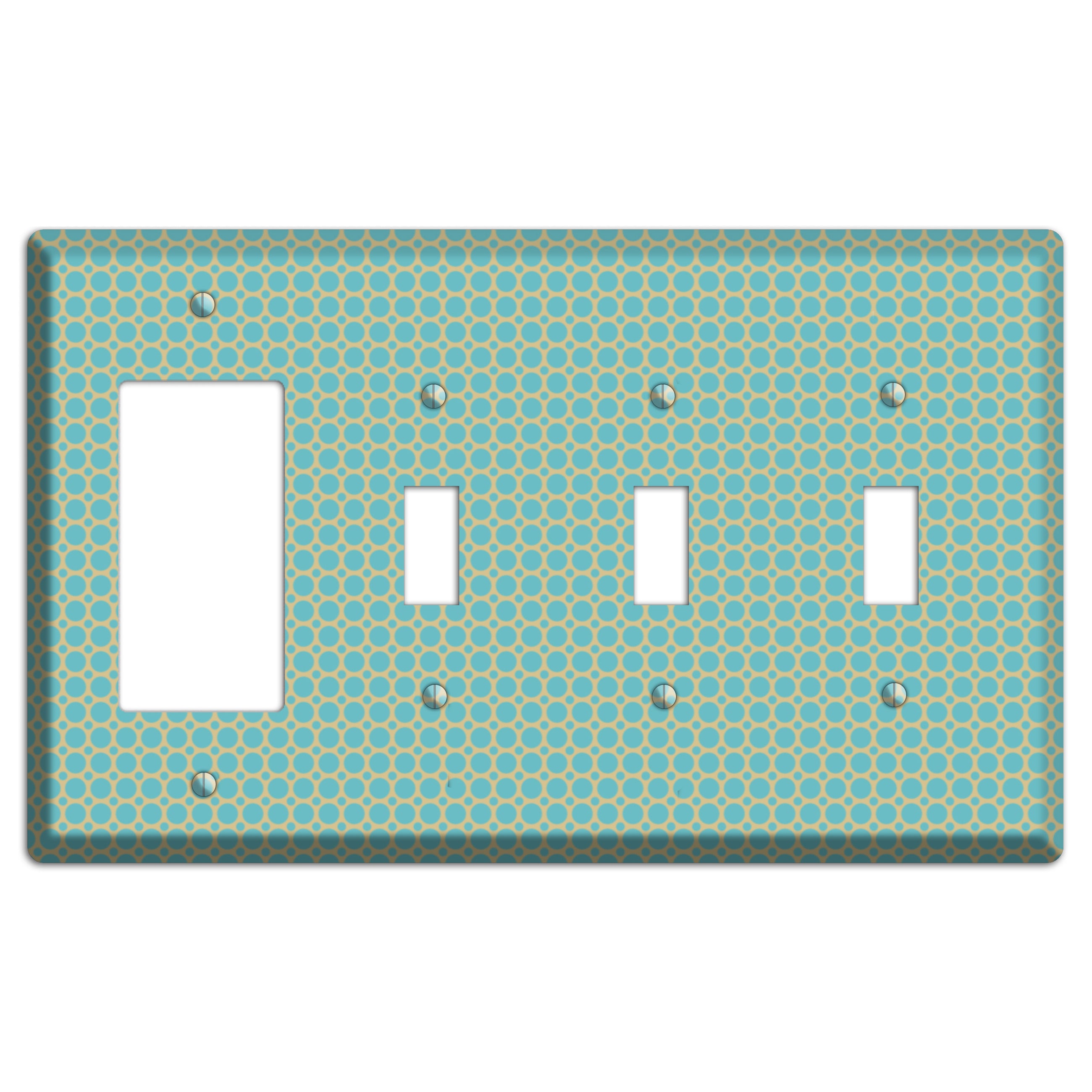 Dusty Blue Tiled Multi Small Dots Rocker / 3 Toggle Wallplate