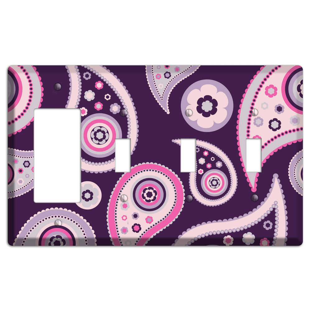 Purple Paisley Rocker / 3 Toggle Wallplate