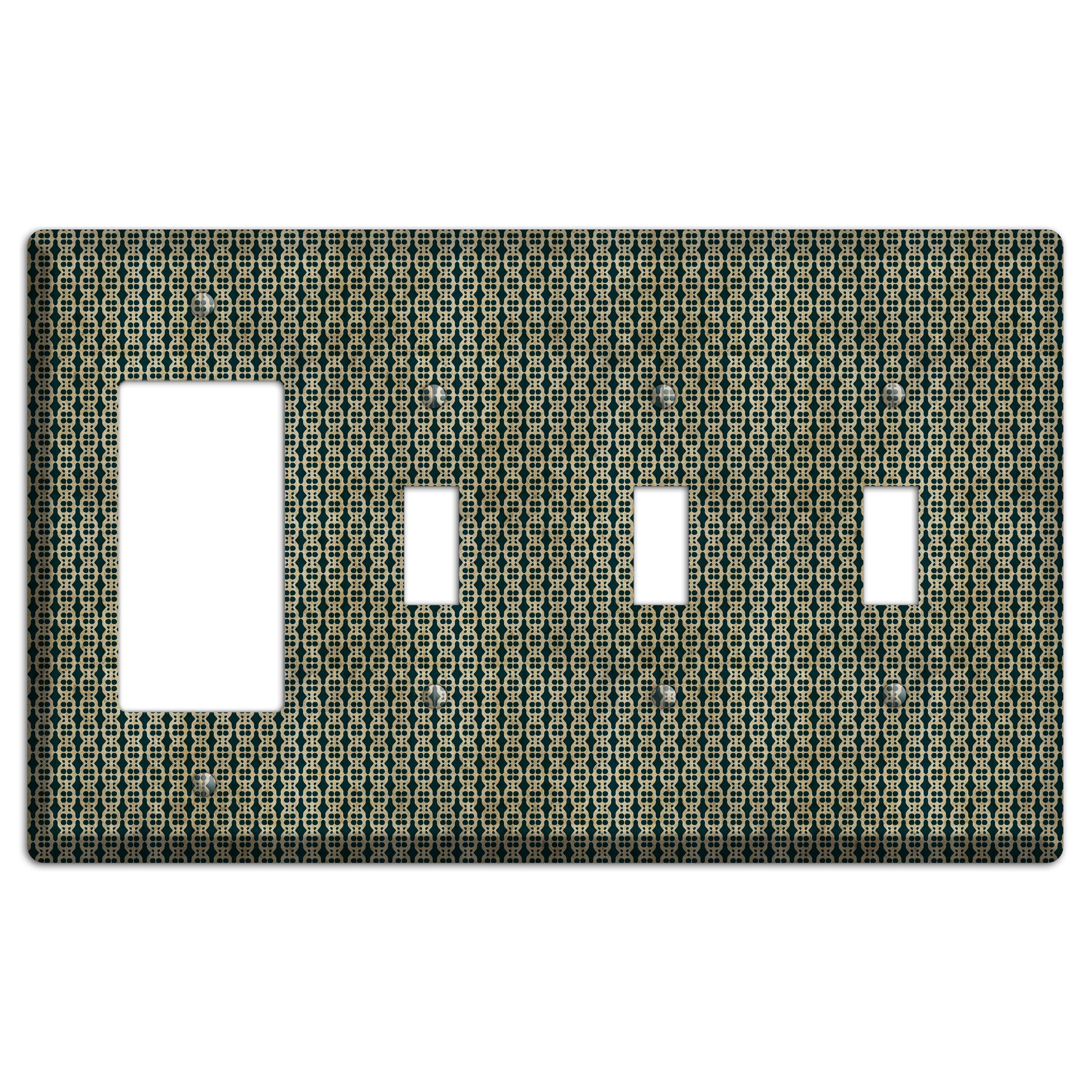 Dark Green Grunge Tiny Tiled Tapestry 3 Rocker / 3 Toggle Wallplate