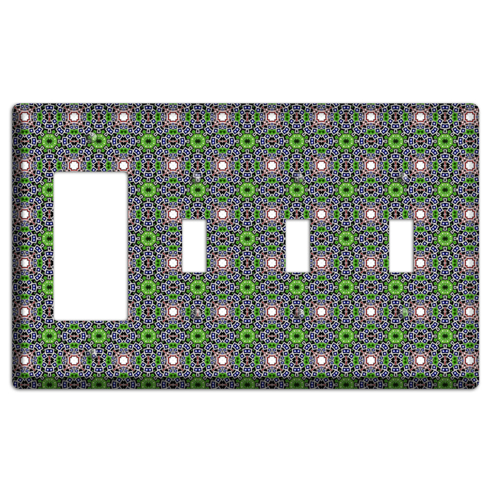 Green Foulard 4 Rocker / 3 Toggle Wallplate