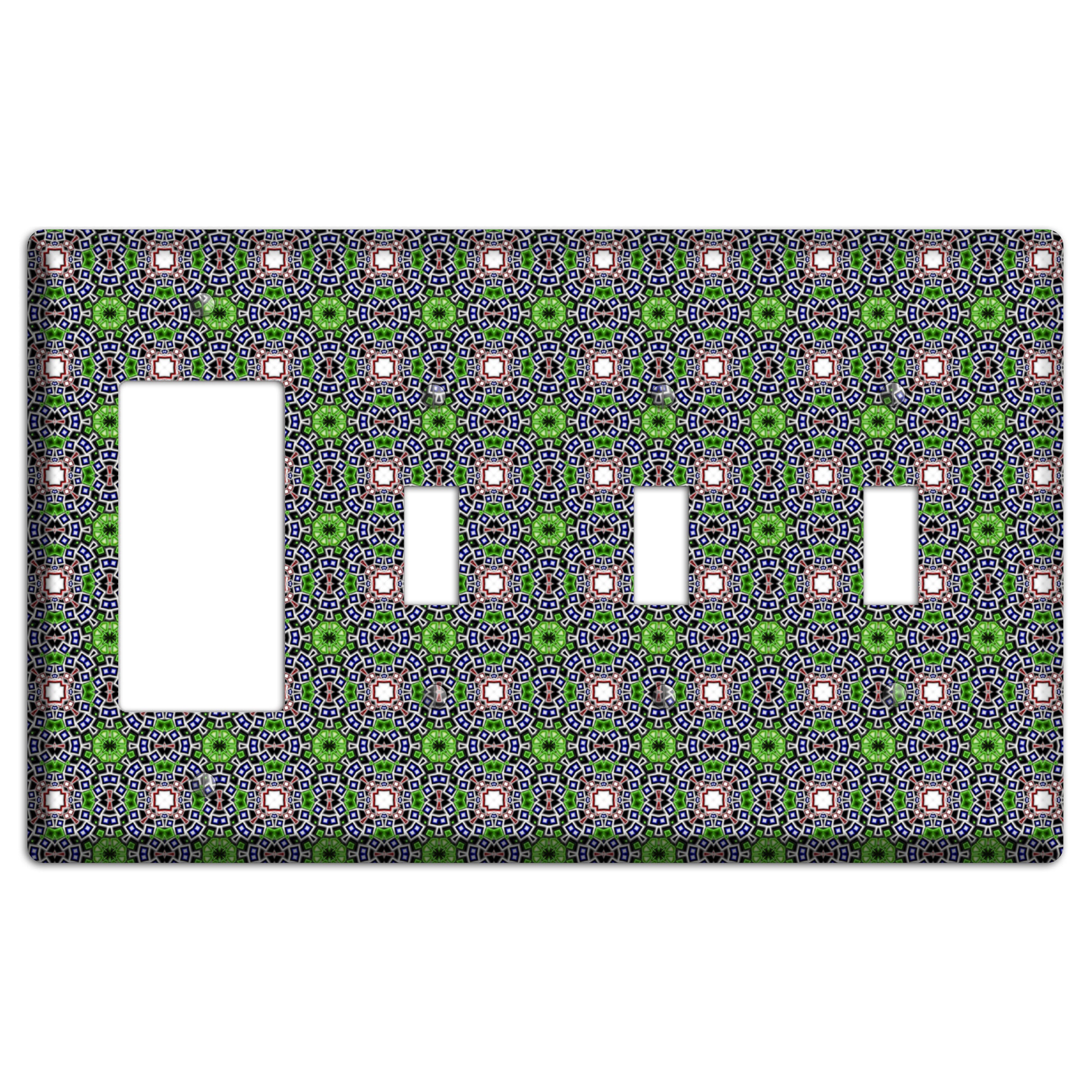 Green Foulard 4 Rocker / 3 Toggle Wallplate