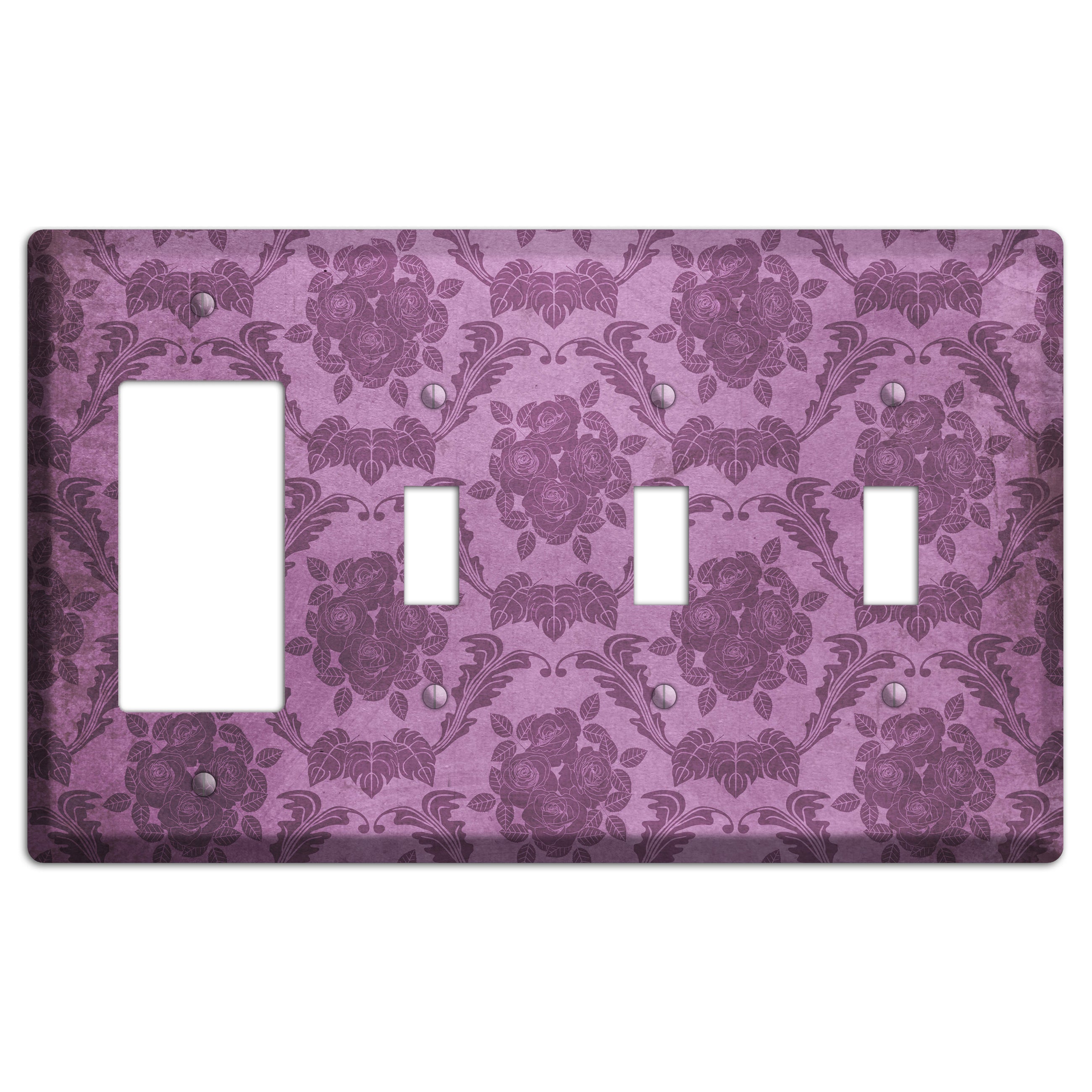 Bouquet Vintage Rose Damask Rocker / 3 Toggle Wallplate