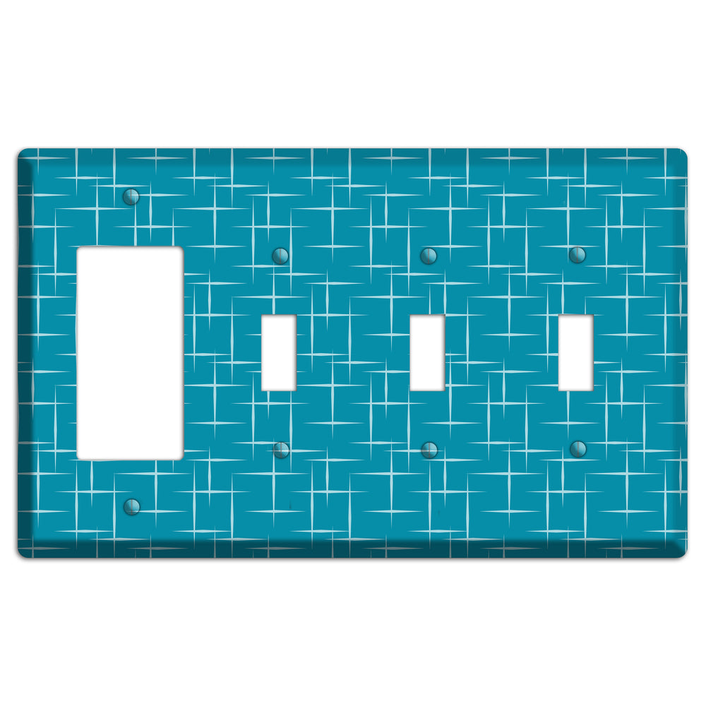Blue Atom Burst Rocker / 3 Toggle Wallplate