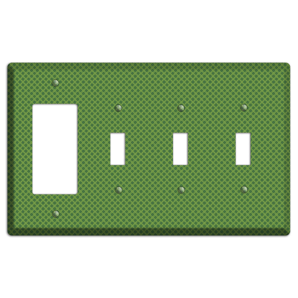 Multi Green Tiny Checked Foulard Rocker / 3 Toggle Wallplate