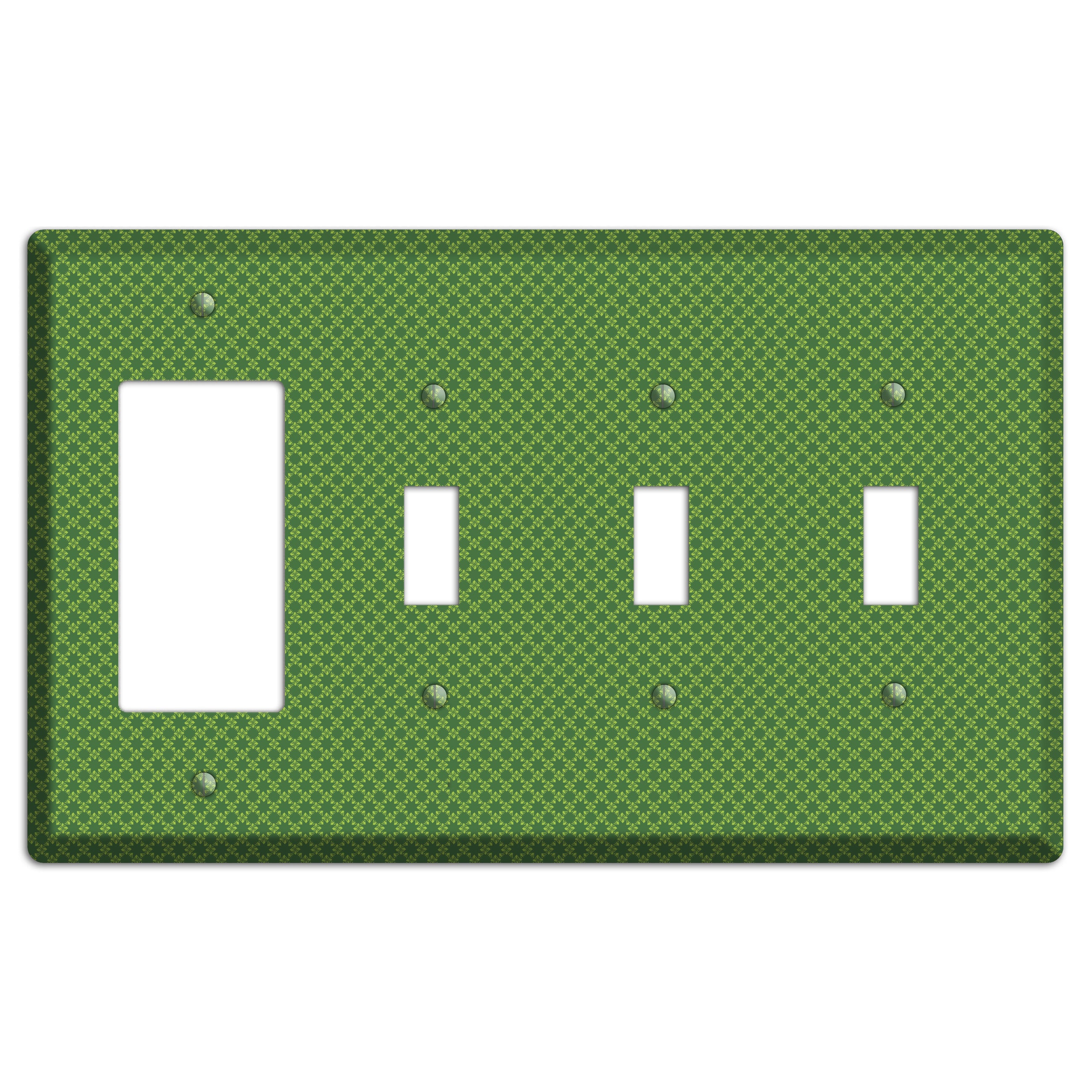 Multi Green Tiny Checked Foulard Rocker / 3 Toggle Wallplate