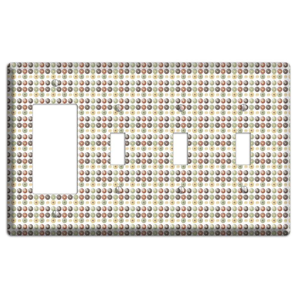 Multo Color Tiled Dots Rocker / 3 Toggle Wallplate