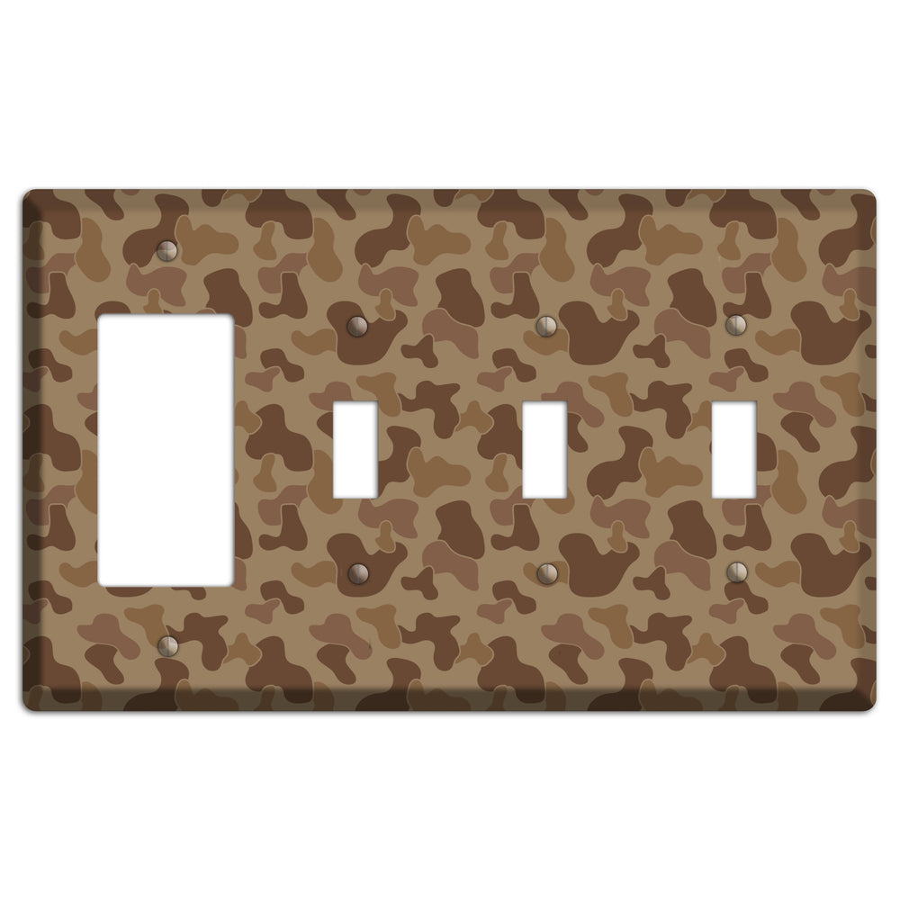 Jungle Brown Camo Rocker / 3 Toggle Wallplate